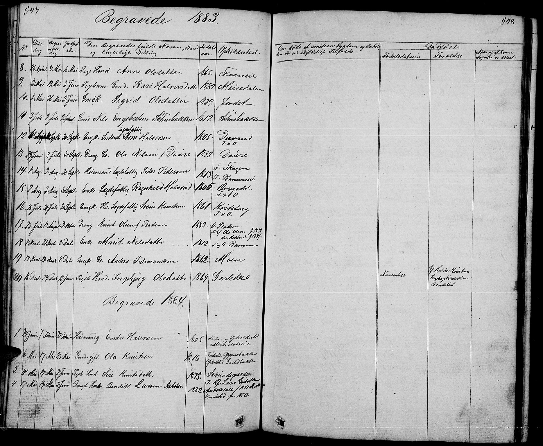 Nord-Aurdal prestekontor, SAH/PREST-132/H/Ha/Hab/L0001: Klokkerbok nr. 1, 1834-1887, s. 547-548