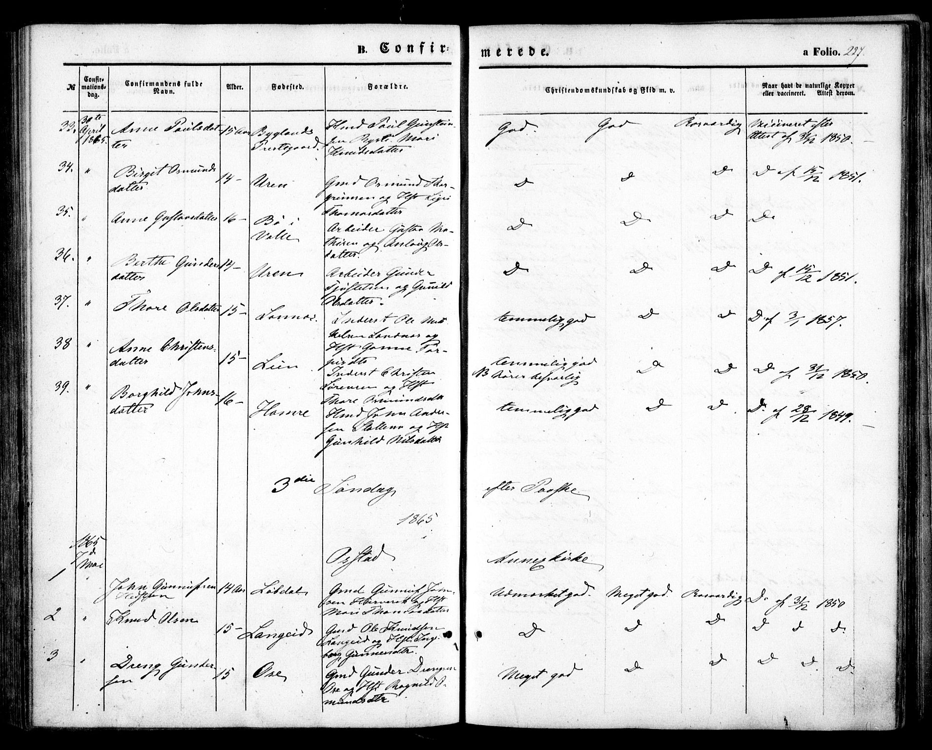 Bygland sokneprestkontor, AV/SAK-1111-0006/F/Fa/Fab/L0005: Ministerialbok nr. A 5, 1859-1873, s. 227