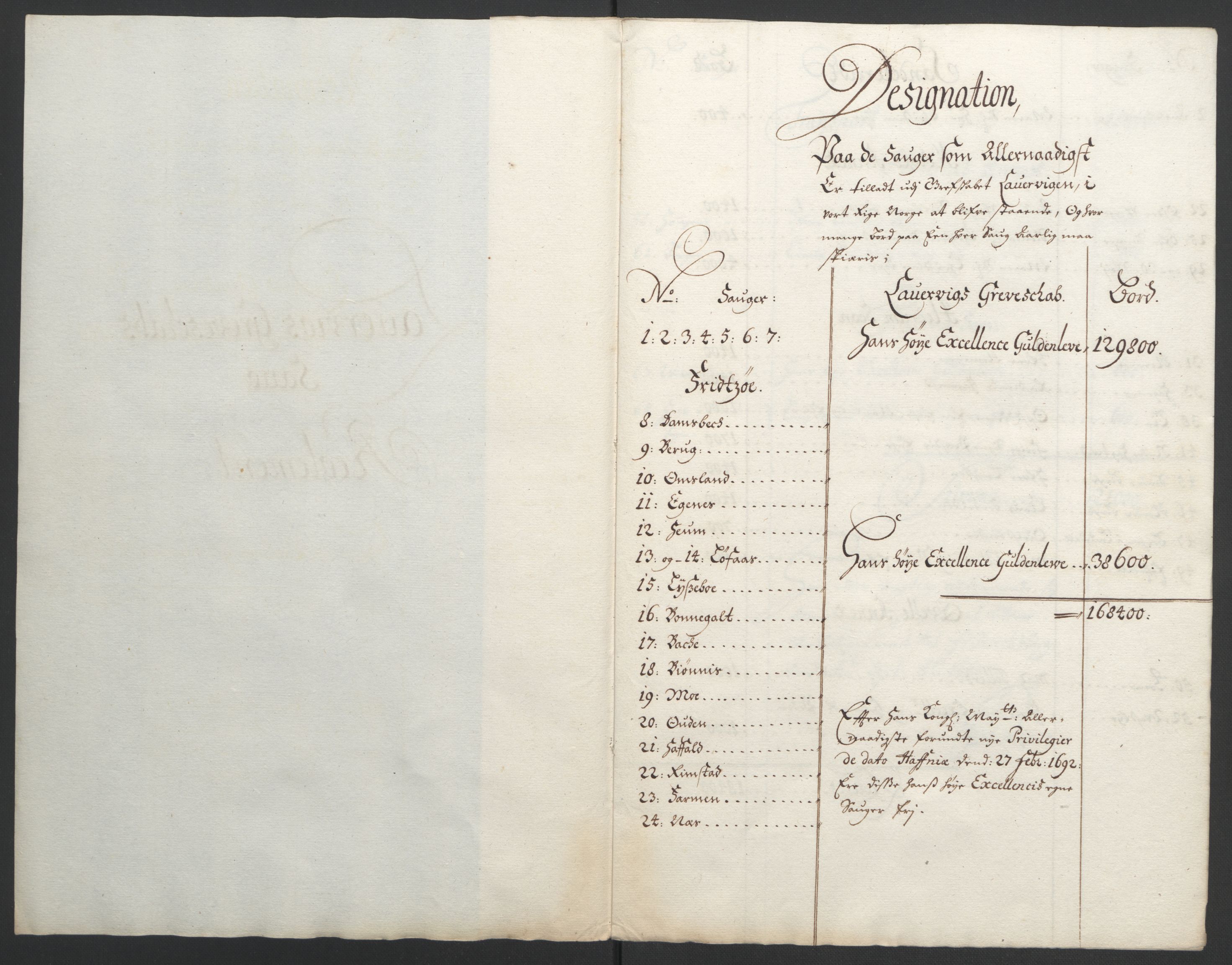 Rentekammeret inntil 1814, Reviderte regnskaper, Fogderegnskap, RA/EA-4092/R33/L1974: Fogderegnskap Larvik grevskap, 1693-1695, s. 273