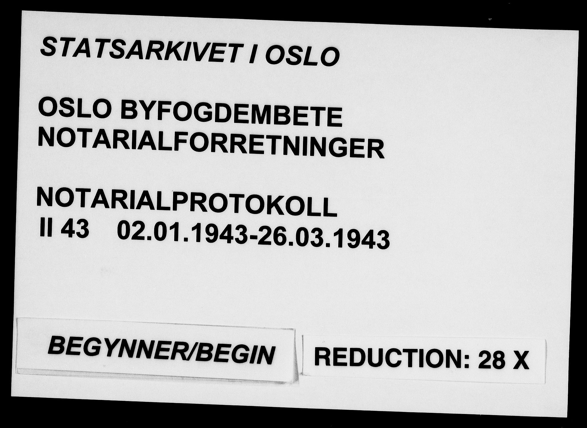 Oslo byfogd avd. I, SAO/A-10220/L/Lb/Lbb/L0043: Notarialprotokoll, rekke II: Vigsler, 1943