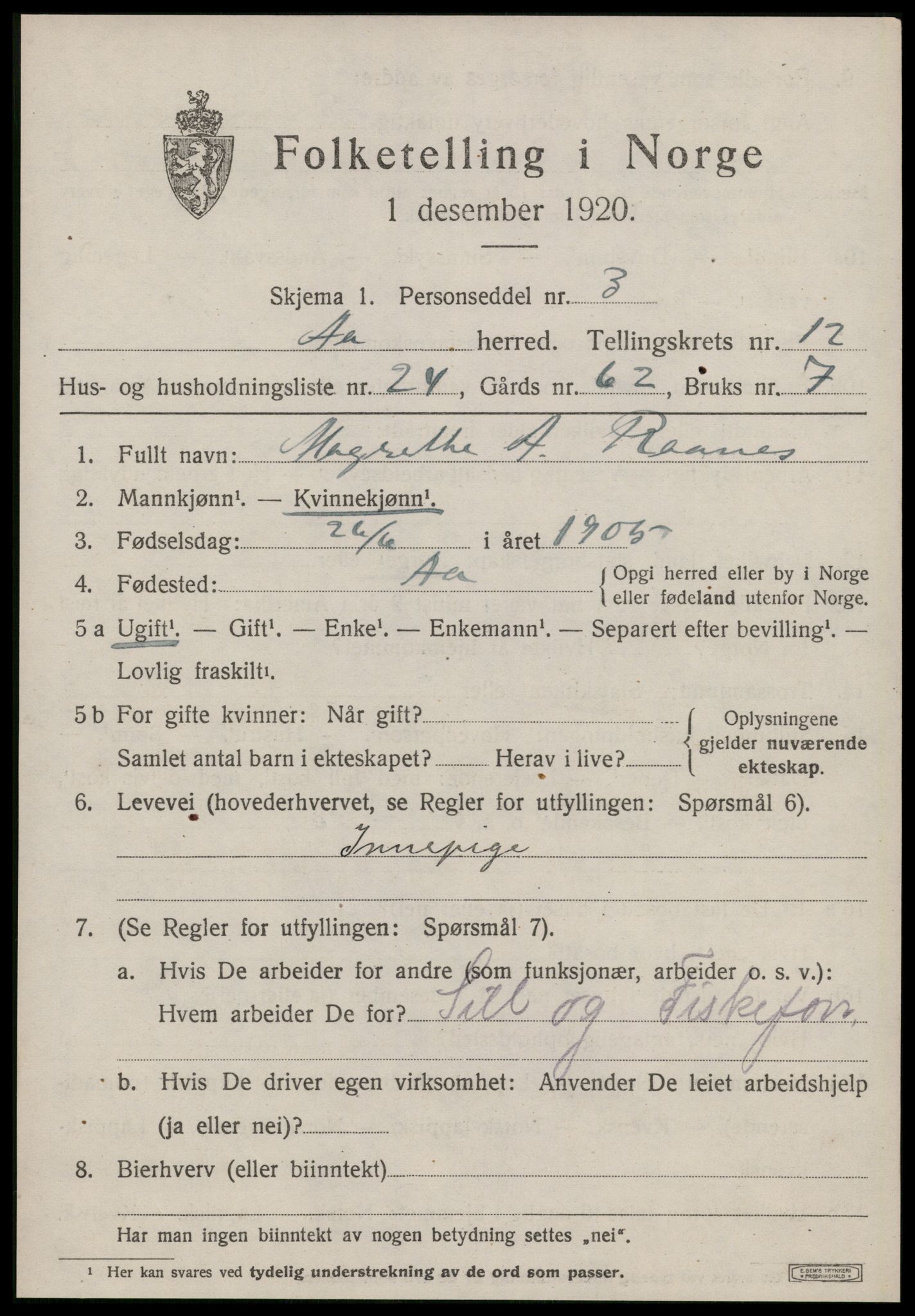 SAT, Folketelling 1920 for 1630 Å herred, 1920, s. 5256
