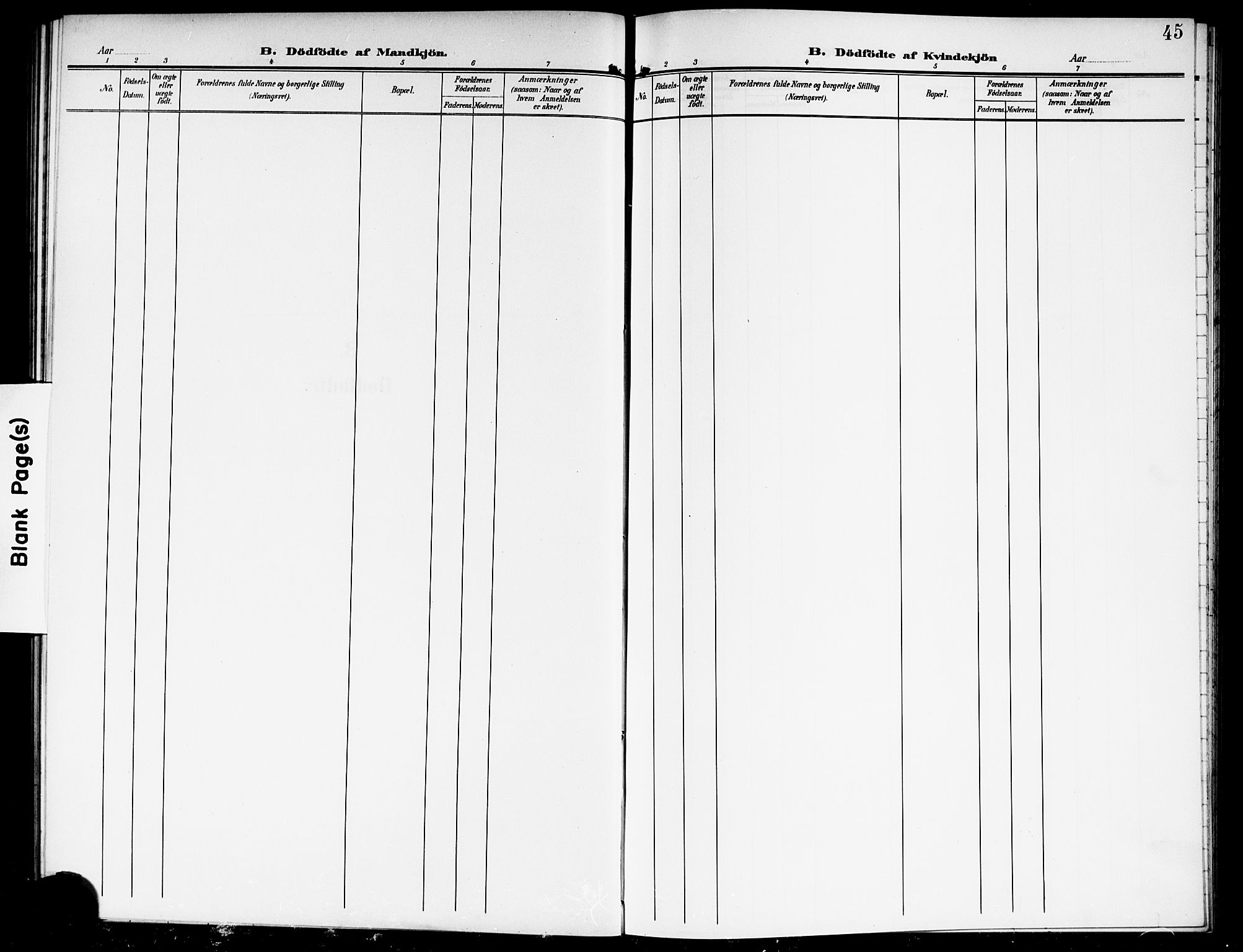 Nes prestekontor Kirkebøker, SAO/A-10410/G/Gd/L0001: Klokkerbok nr. IV 1, 1907-1922, s. 45