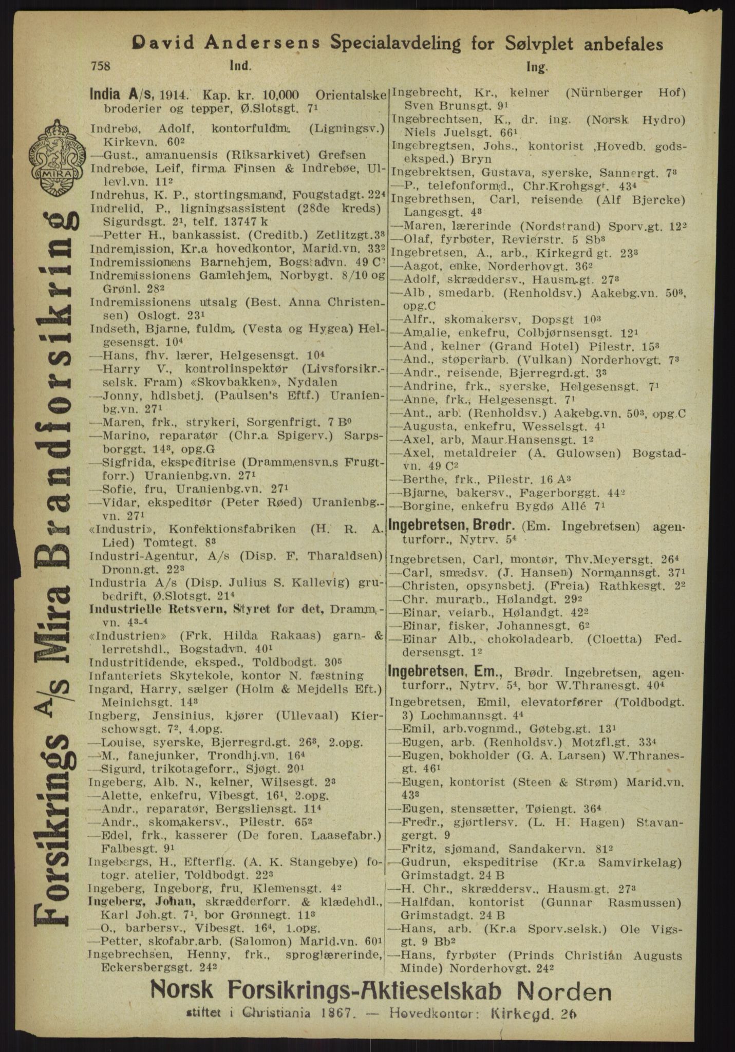Kristiania/Oslo adressebok, PUBL/-, 1918, s. 783