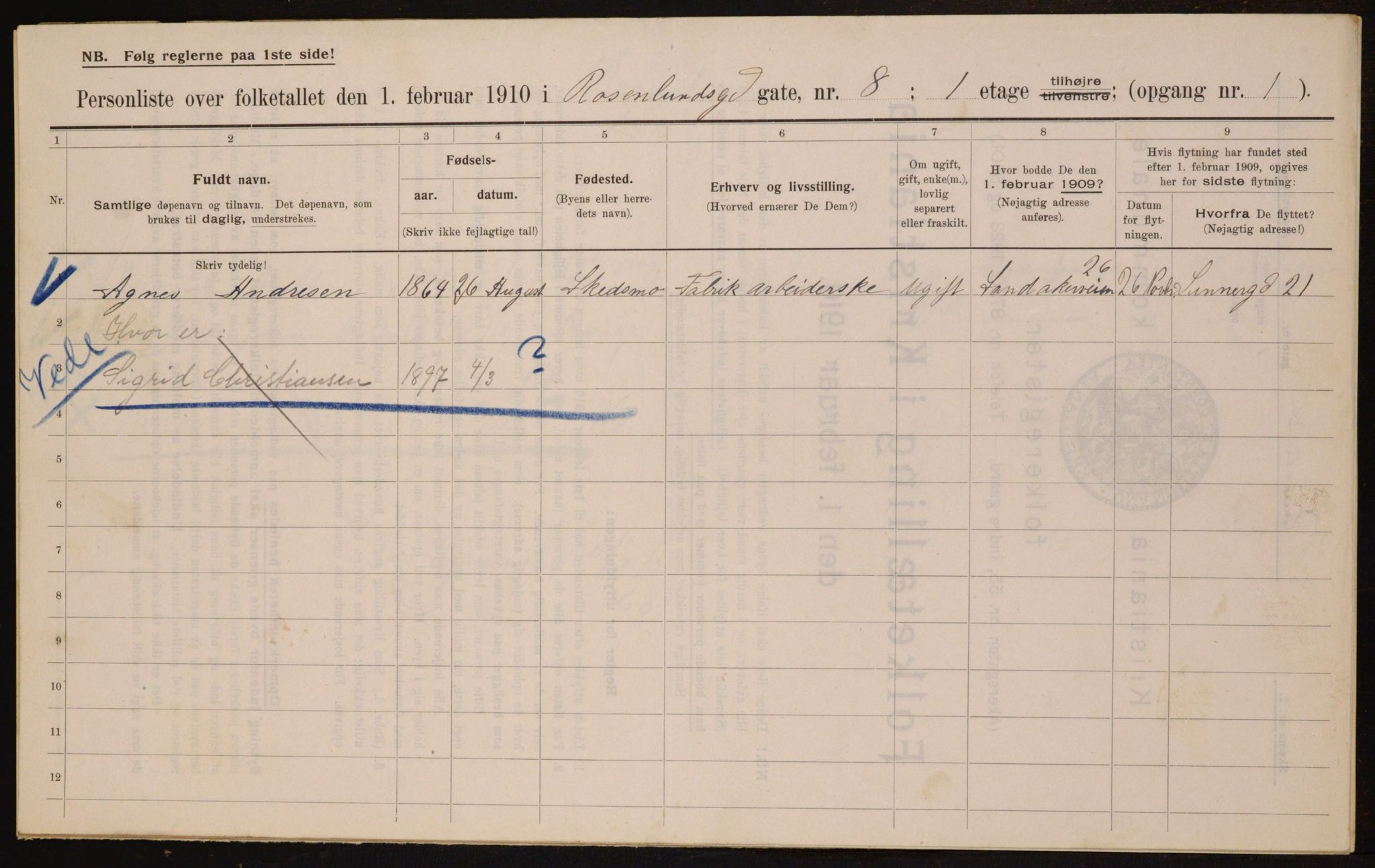 OBA, Kommunal folketelling 1.2.1910 for Kristiania, 1910, s. 80420