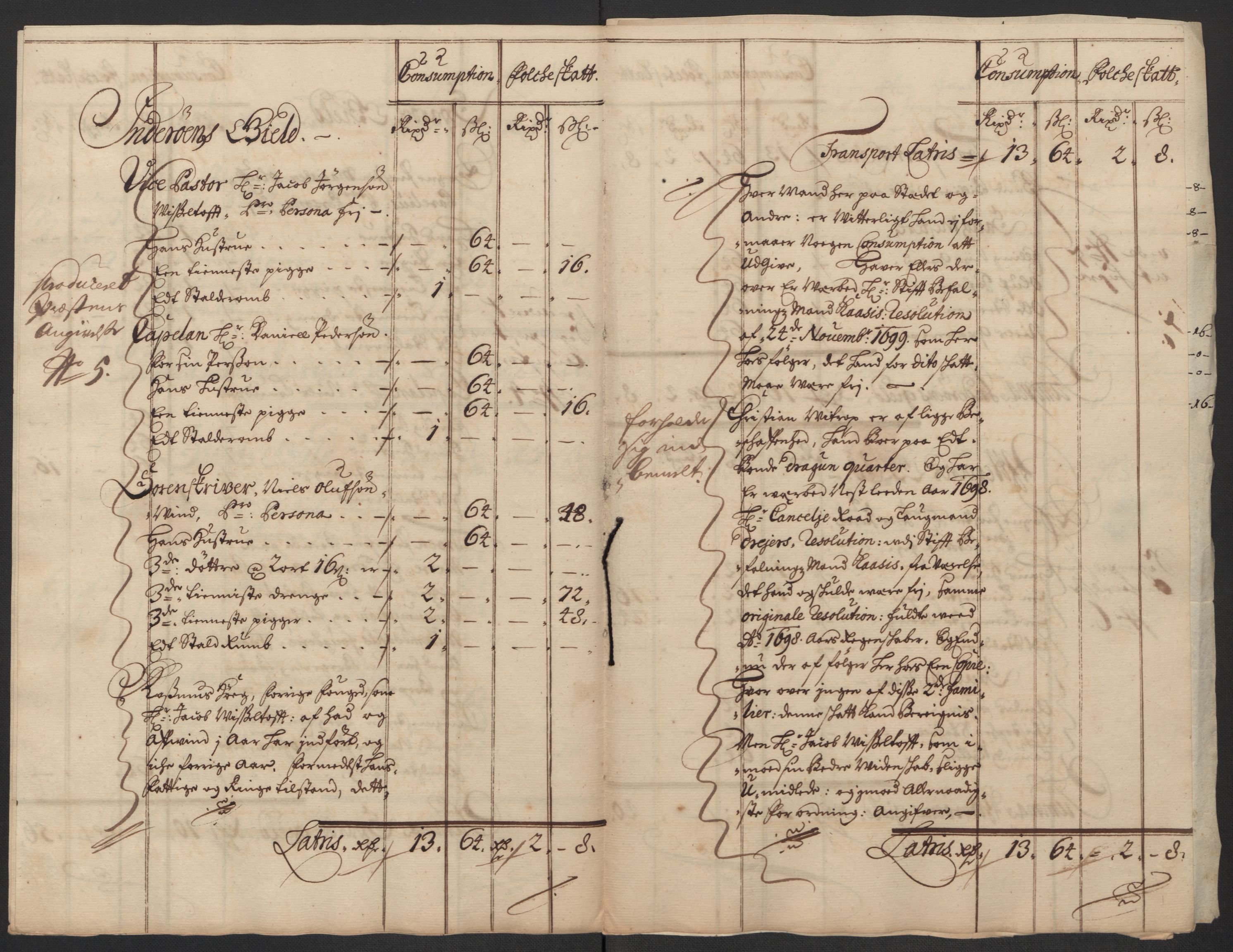 Rentekammeret inntil 1814, Reviderte regnskaper, Fogderegnskap, AV/RA-EA-4092/R63/L4310: Fogderegnskap Inderøy, 1698-1699, s. 317