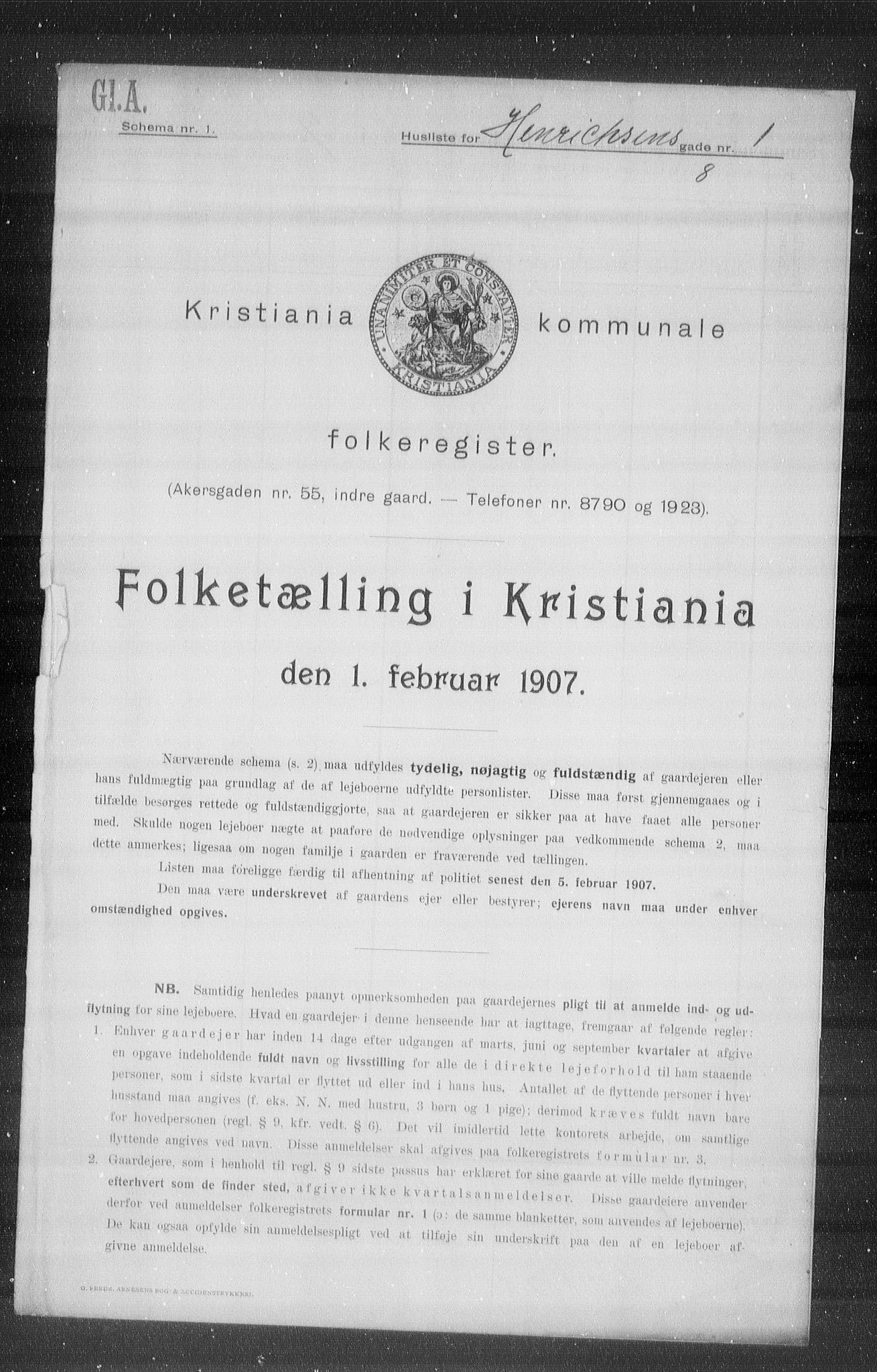 OBA, Kommunal folketelling 1.2.1907 for Kristiania kjøpstad, 1907, s. 19817