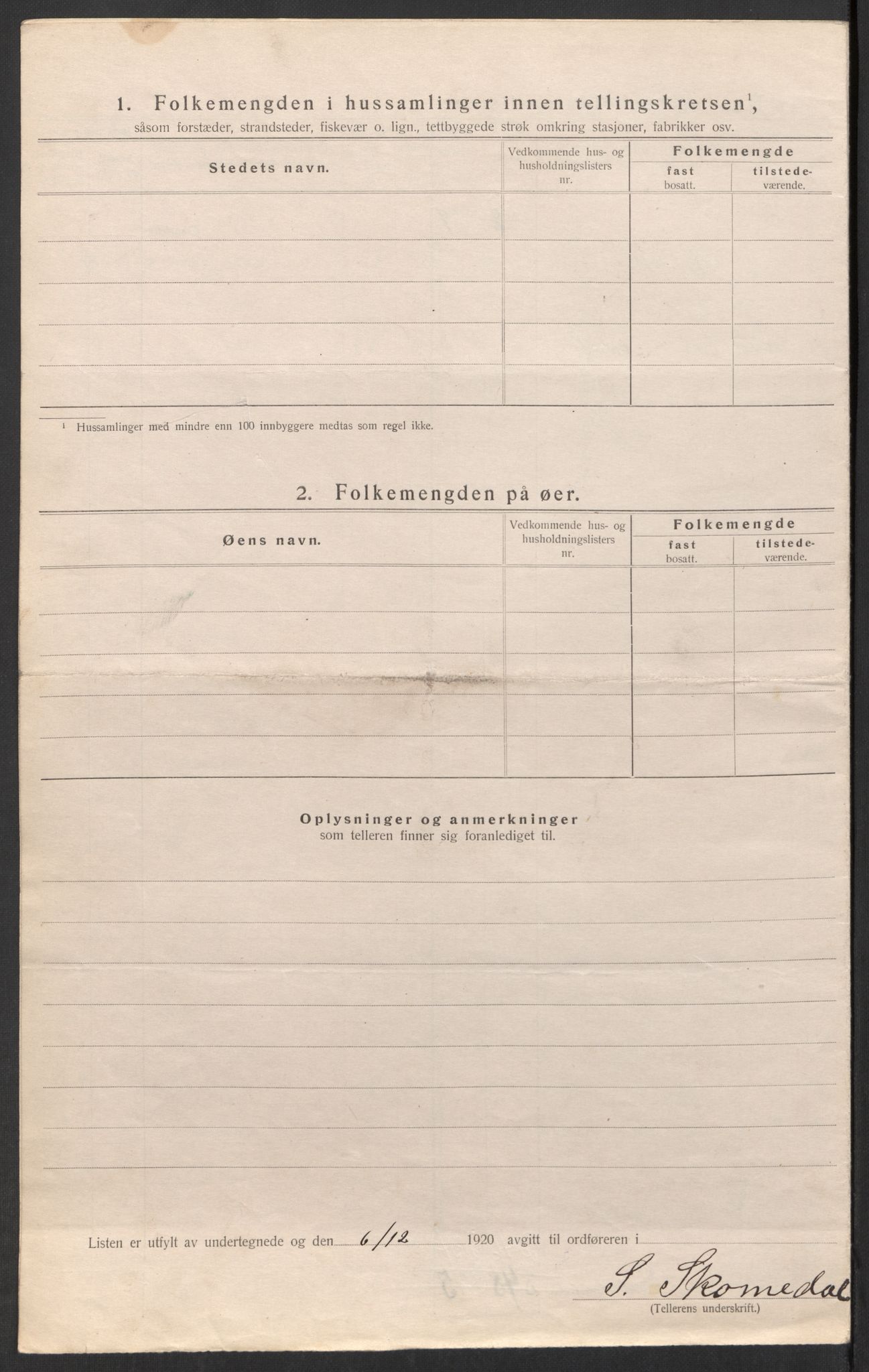 SAK, Folketelling 1920 for 0927 Høvåg herred, 1920, s. 20