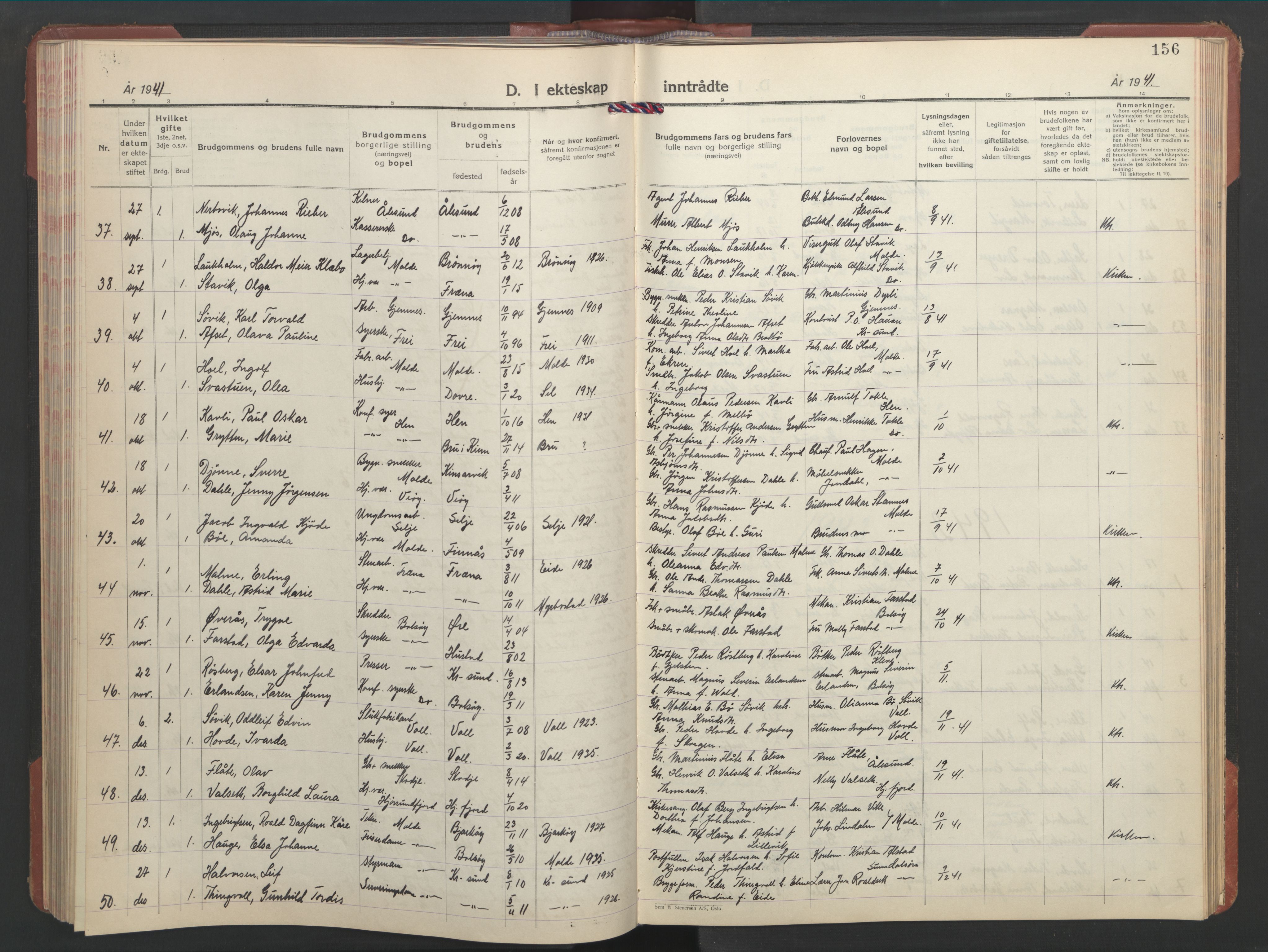 Ministerialprotokoller, klokkerbøker og fødselsregistre - Møre og Romsdal, AV/SAT-A-1454/558/L0705: Klokkerbok nr. 558C06, 1940-1953, s. 156