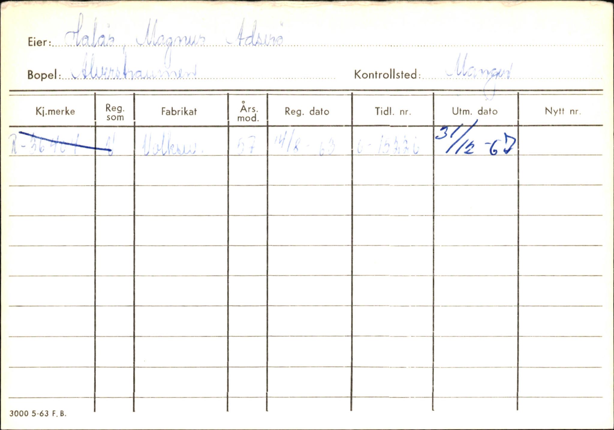 Statens vegvesen, Hordaland vegkontor, SAB/A-5201/2/Ha/L0018: R-eierkort H, 1920-1971, s. 441