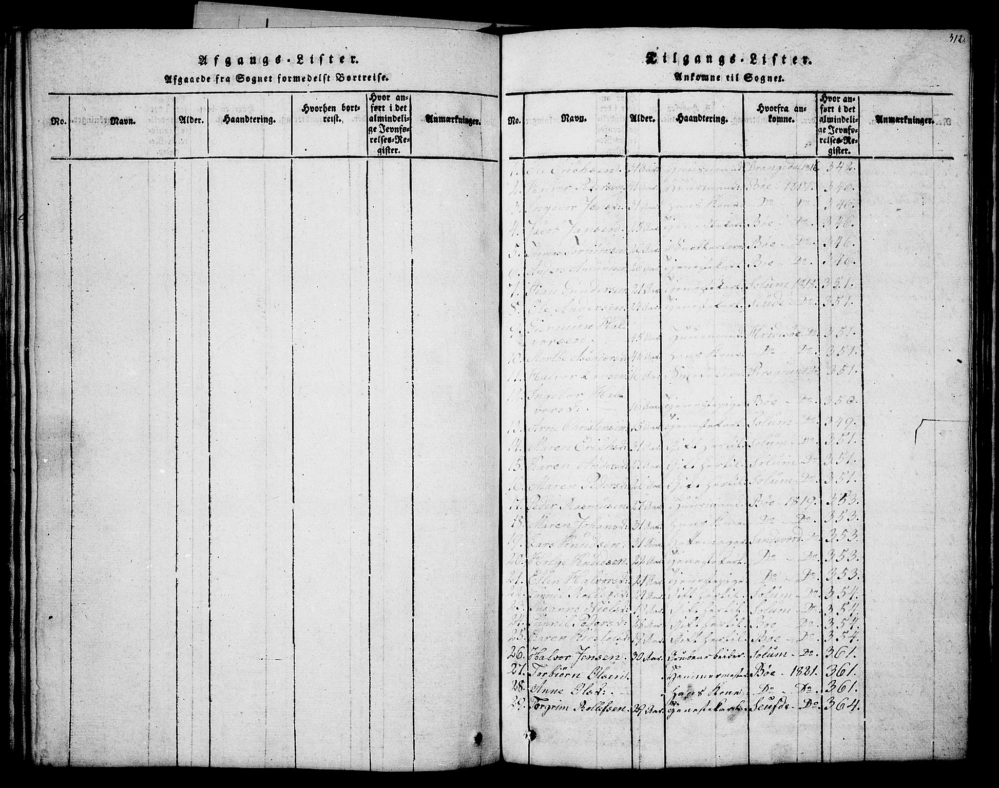 Holla kirkebøker, AV/SAKO-A-272/G/Ga/L0001: Klokkerbok nr. I 1, 1814-1830, s. 312