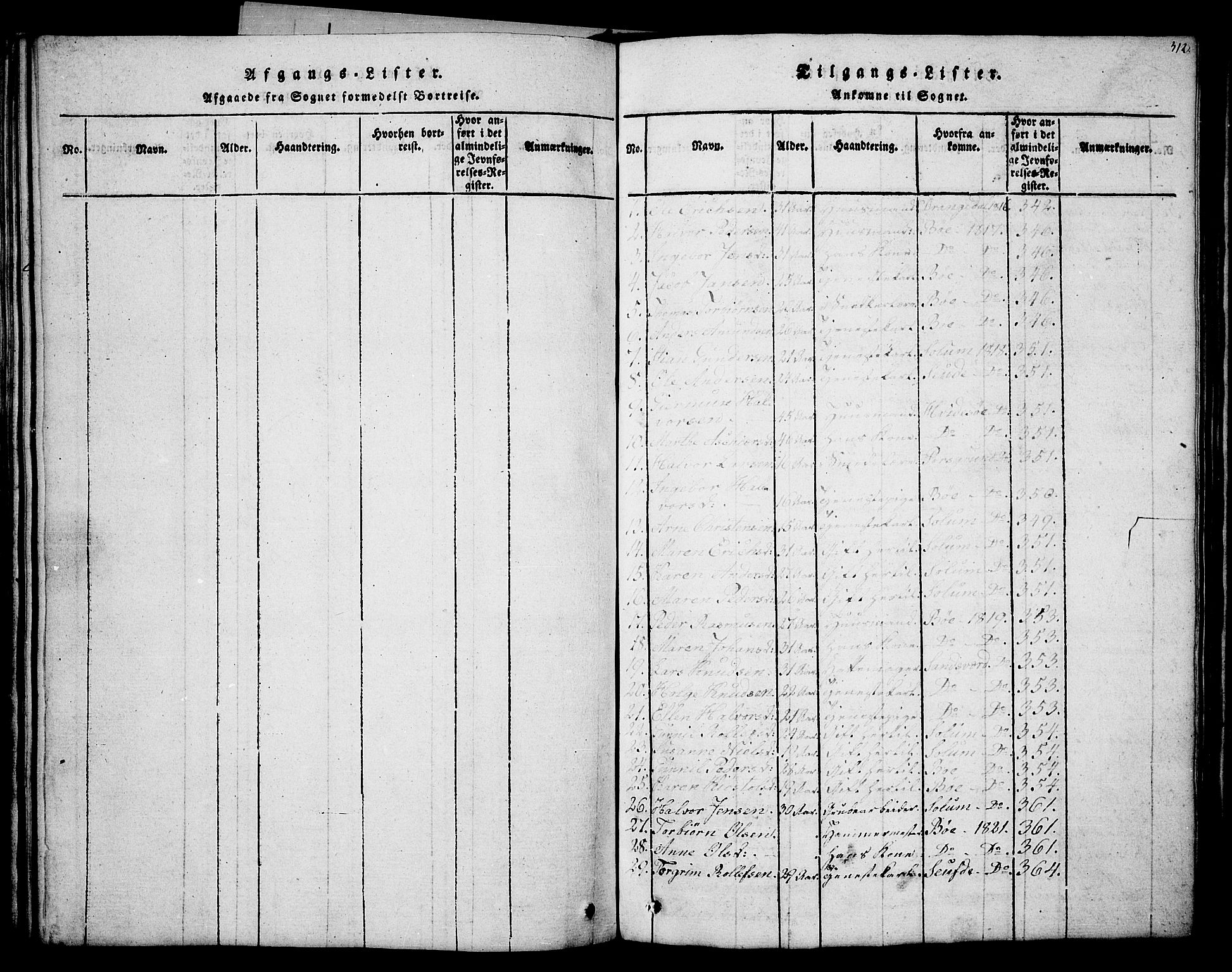 Holla kirkebøker, AV/SAKO-A-272/G/Ga/L0001: Klokkerbok nr. I 1, 1814-1830, s. 312