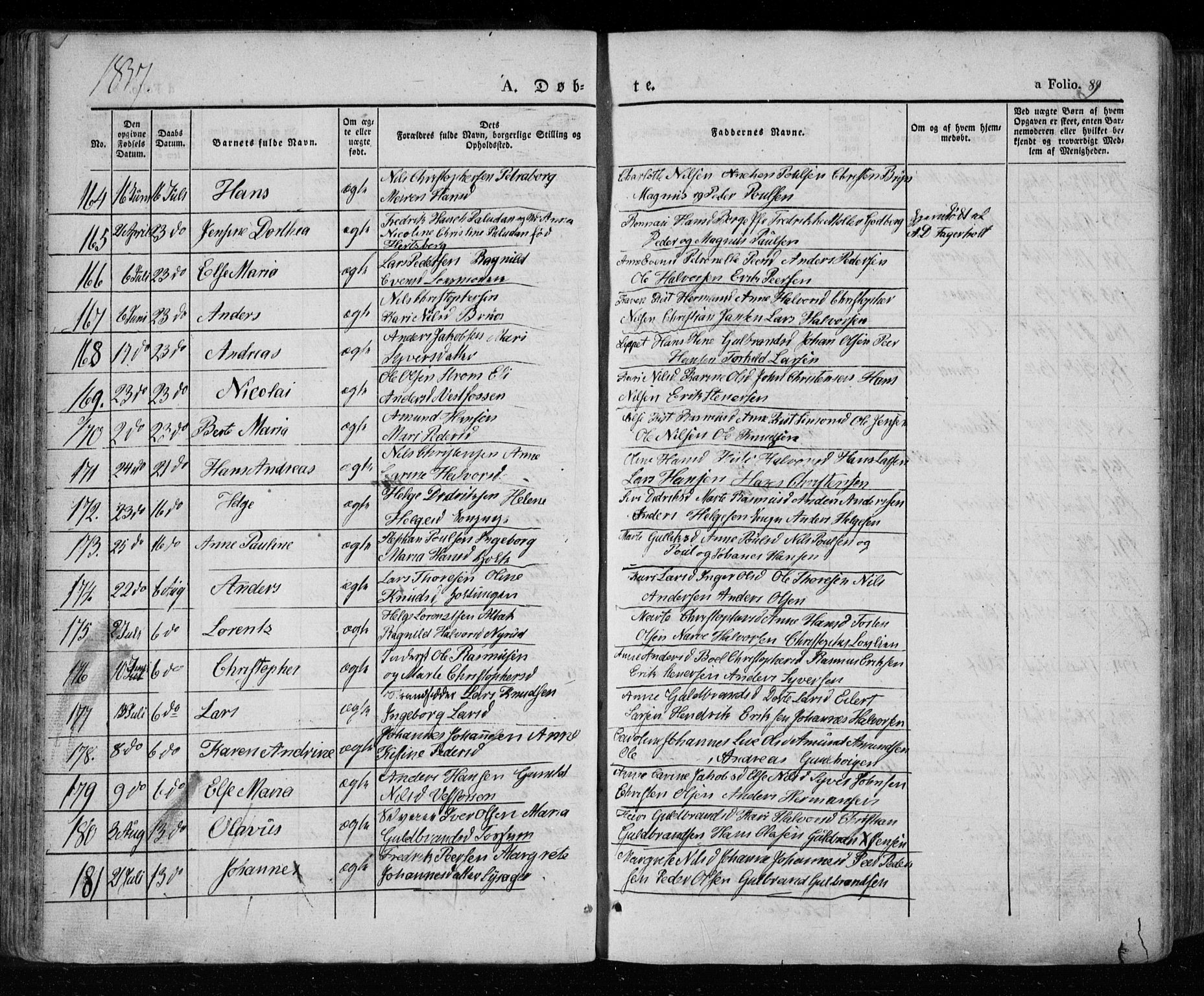 Eiker kirkebøker, AV/SAKO-A-4/F/Fa/L0013a: Ministerialbok nr. I 13A, 1832-1845, s. 89