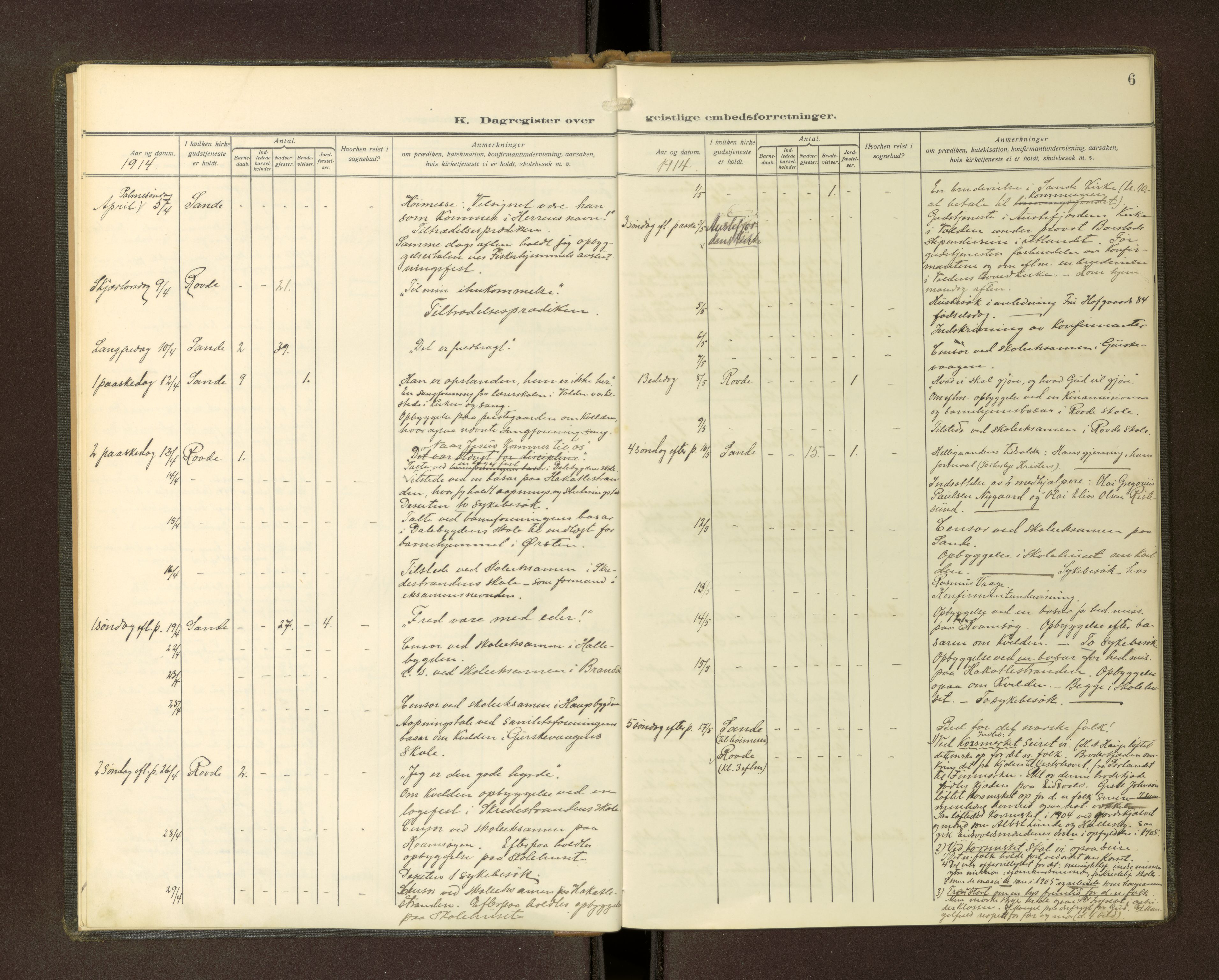 Ministerialprotokoller, klokkerbøker og fødselsregistre - Møre og Romsdal, AV/SAT-A-1454/503/L0039: Dagsregister nr. 503---, 1913-1918, s. 6