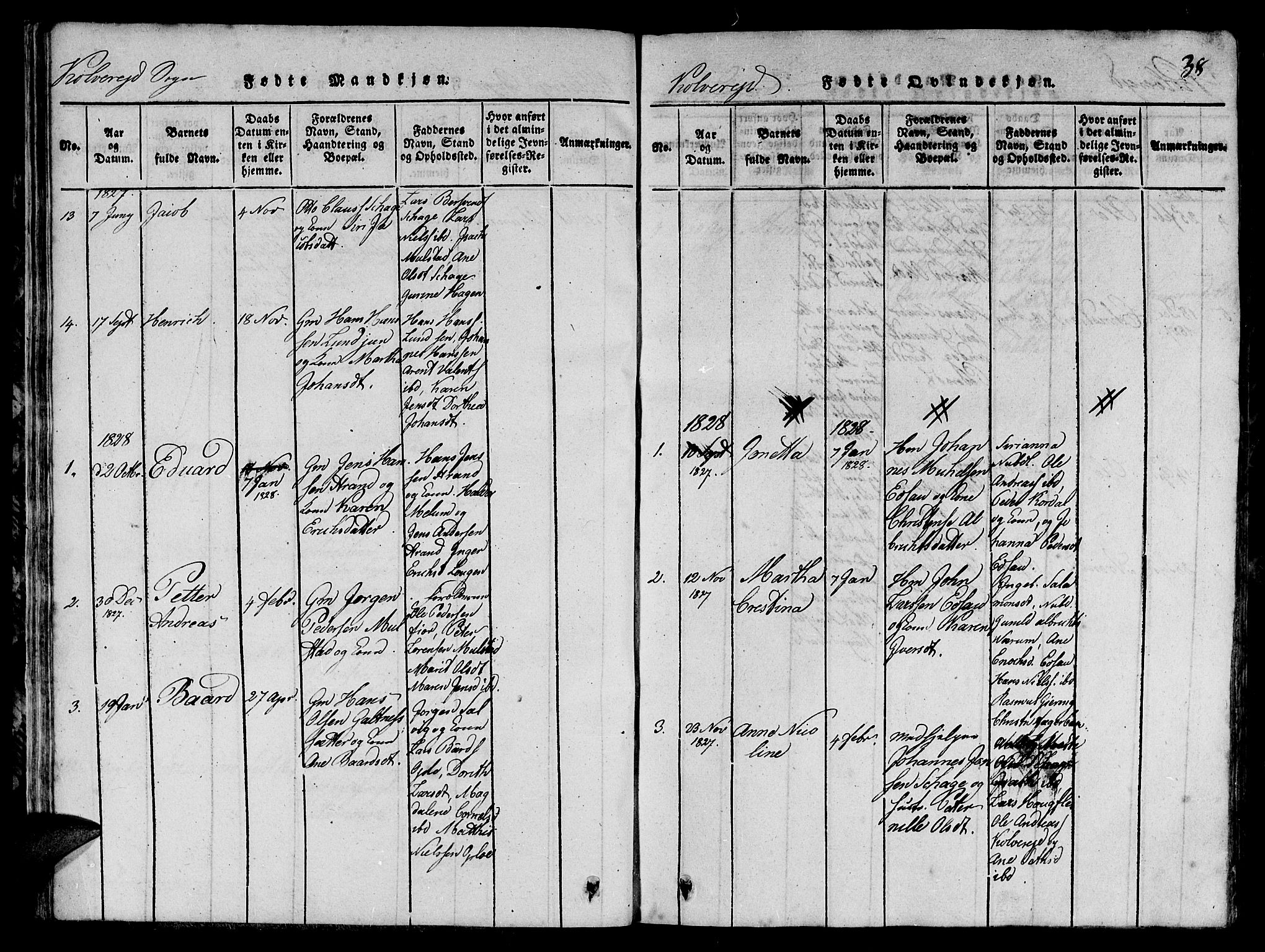 Ministerialprotokoller, klokkerbøker og fødselsregistre - Nord-Trøndelag, SAT/A-1458/780/L0648: Klokkerbok nr. 780C01 /1, 1815-1870, s. 38