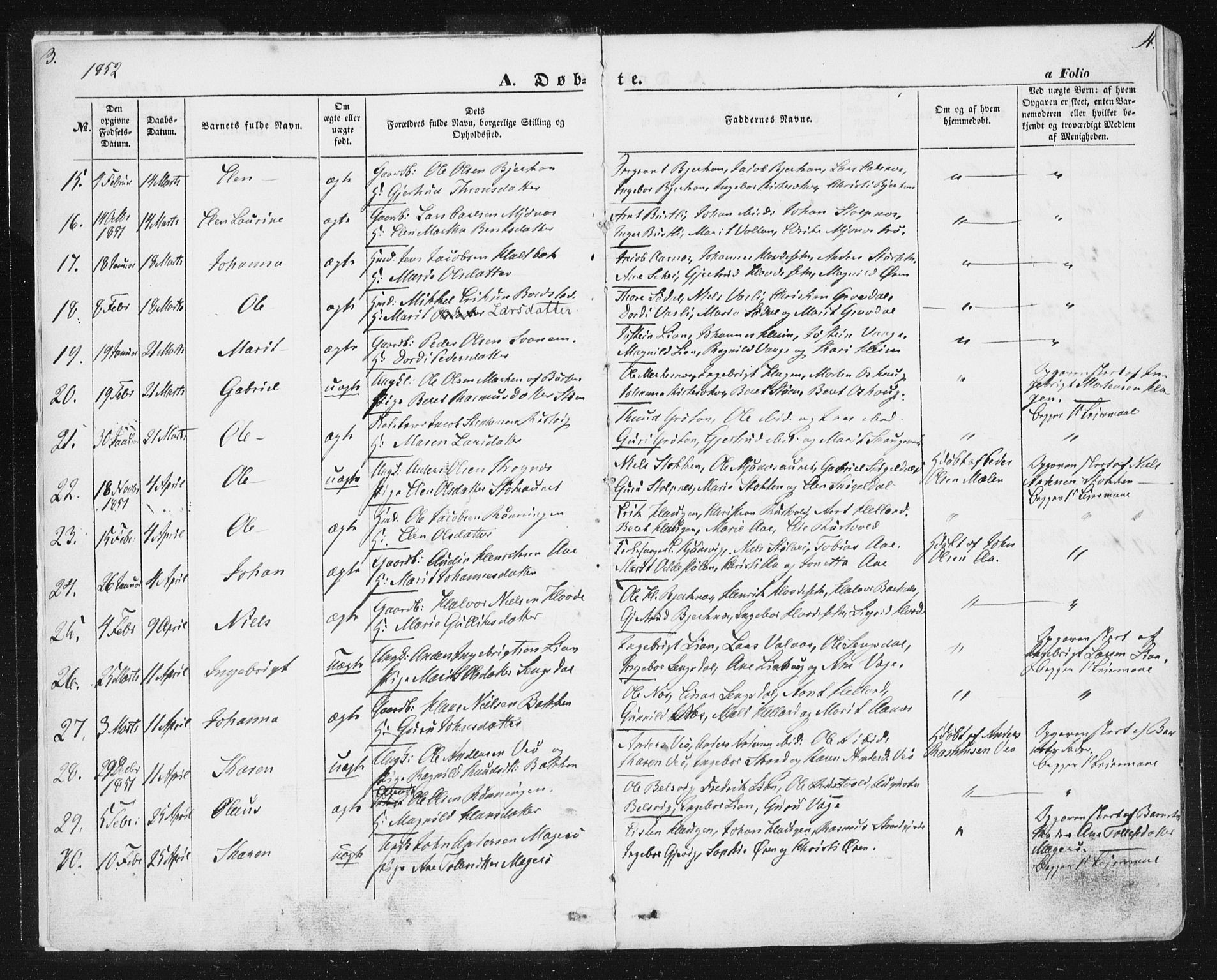 Ministerialprotokoller, klokkerbøker og fødselsregistre - Sør-Trøndelag, SAT/A-1456/630/L0494: Ministerialbok nr. 630A07, 1852-1868, s. 3-4