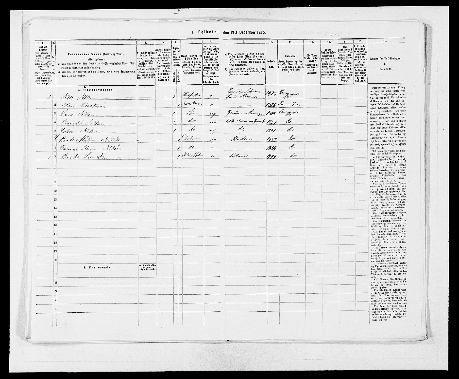 SAB, Folketelling 1875 for 1243P Os prestegjeld, 1875, s. 1134