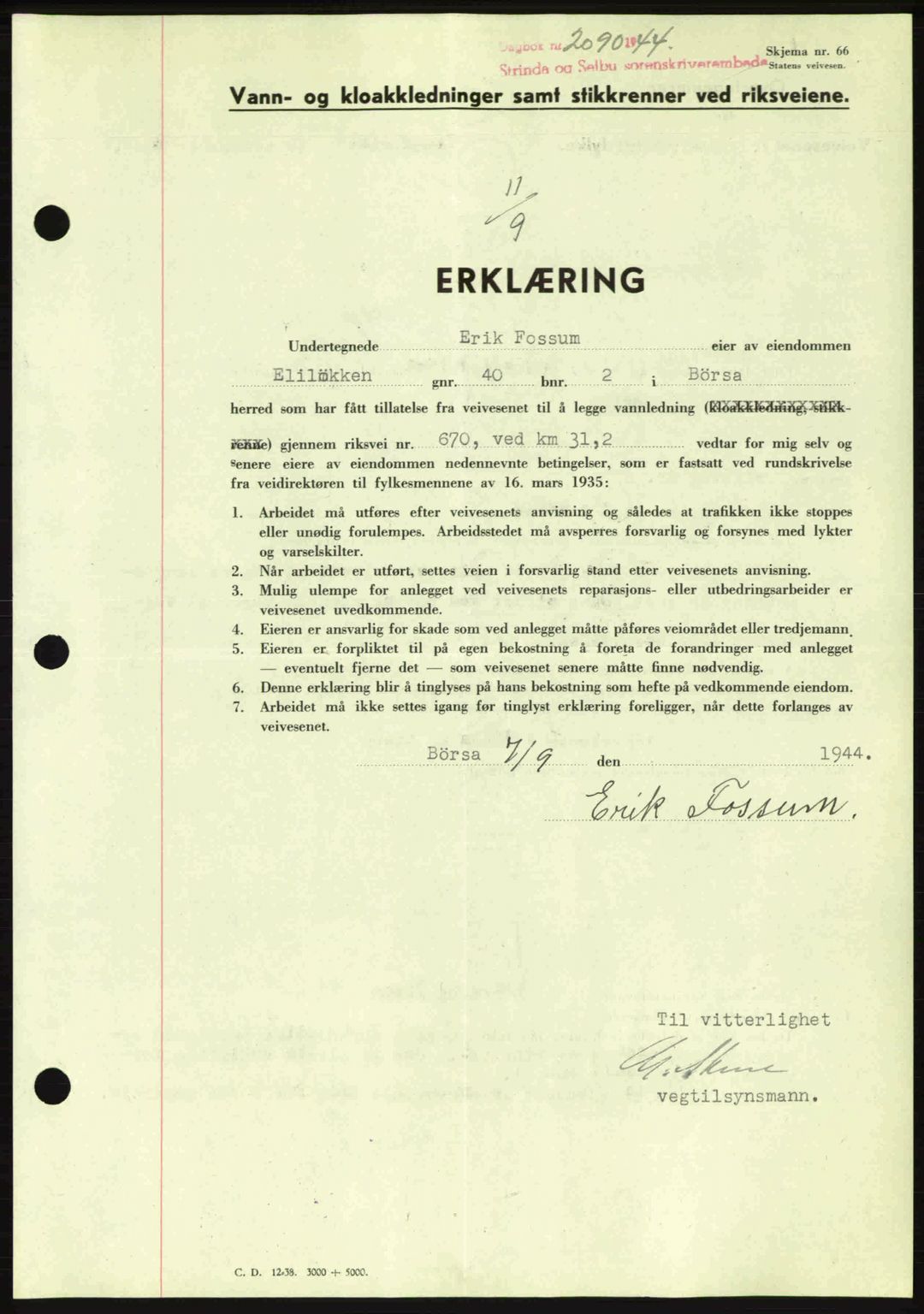 Strinda og Selbu sorenskriveri, SAT/A-0015/2/2C: Pantebok nr. A9, 1944-1945, Dagboknr: 2090/1944