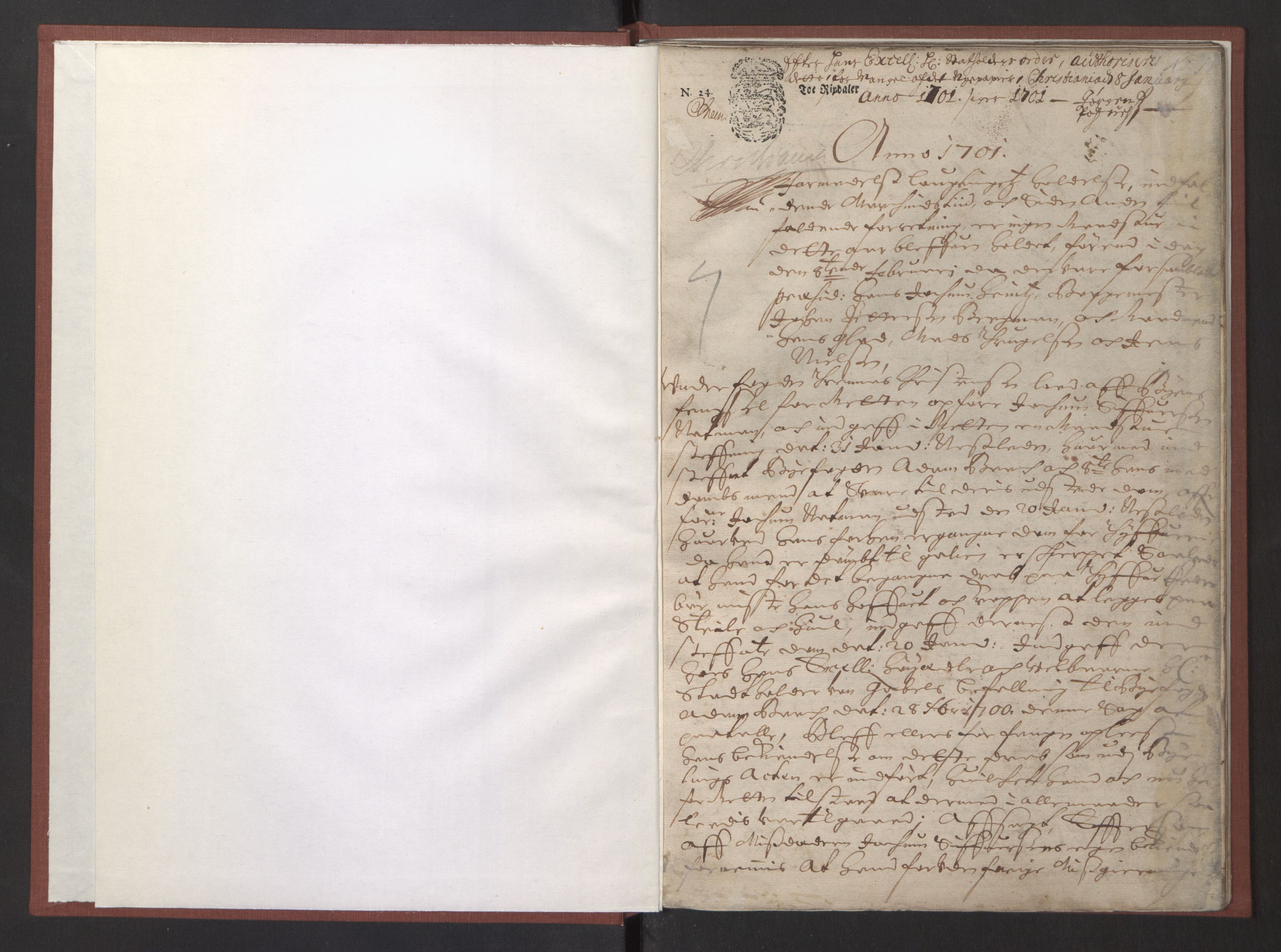 Christiania rådstuerett, AV/SAO-A-11132/F/Fa/L0023: Justisprotokoll, 1701, s. 0b-1a