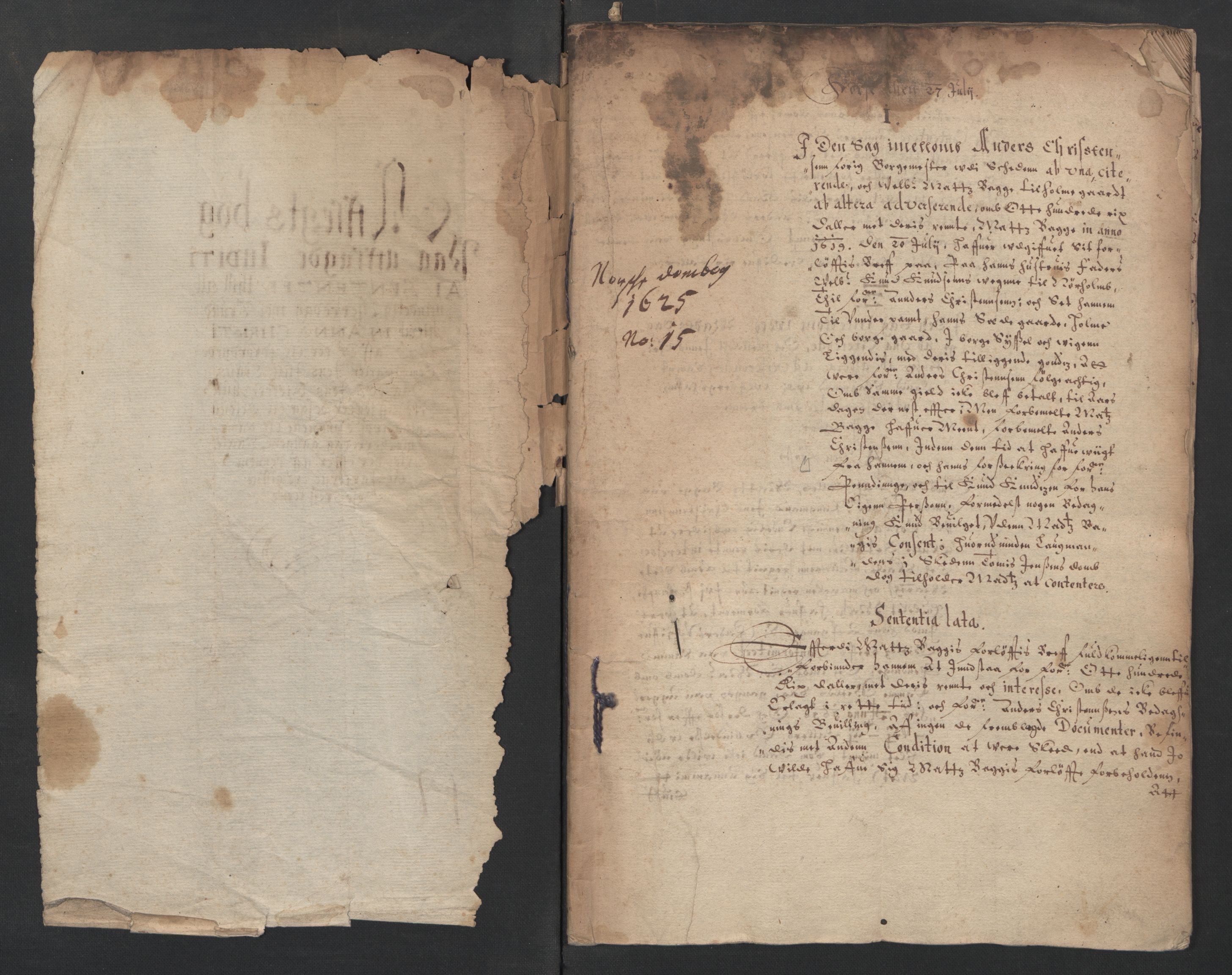 Herredagen 1539-1664  (Kongens Retterting), RA/EA-2882/A/L0015: Avsiktsbok, 1625, s. 0-1