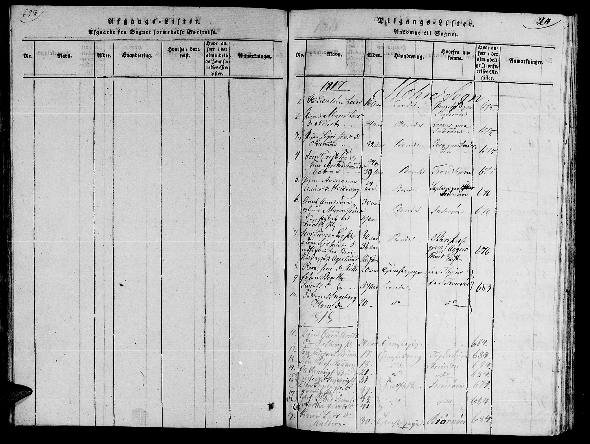 Ministerialprotokoller, klokkerbøker og fødselsregistre - Nord-Trøndelag, SAT/A-1458/735/L0333: Ministerialbok nr. 735A04 /1, 1816-1824, s. 623-624
