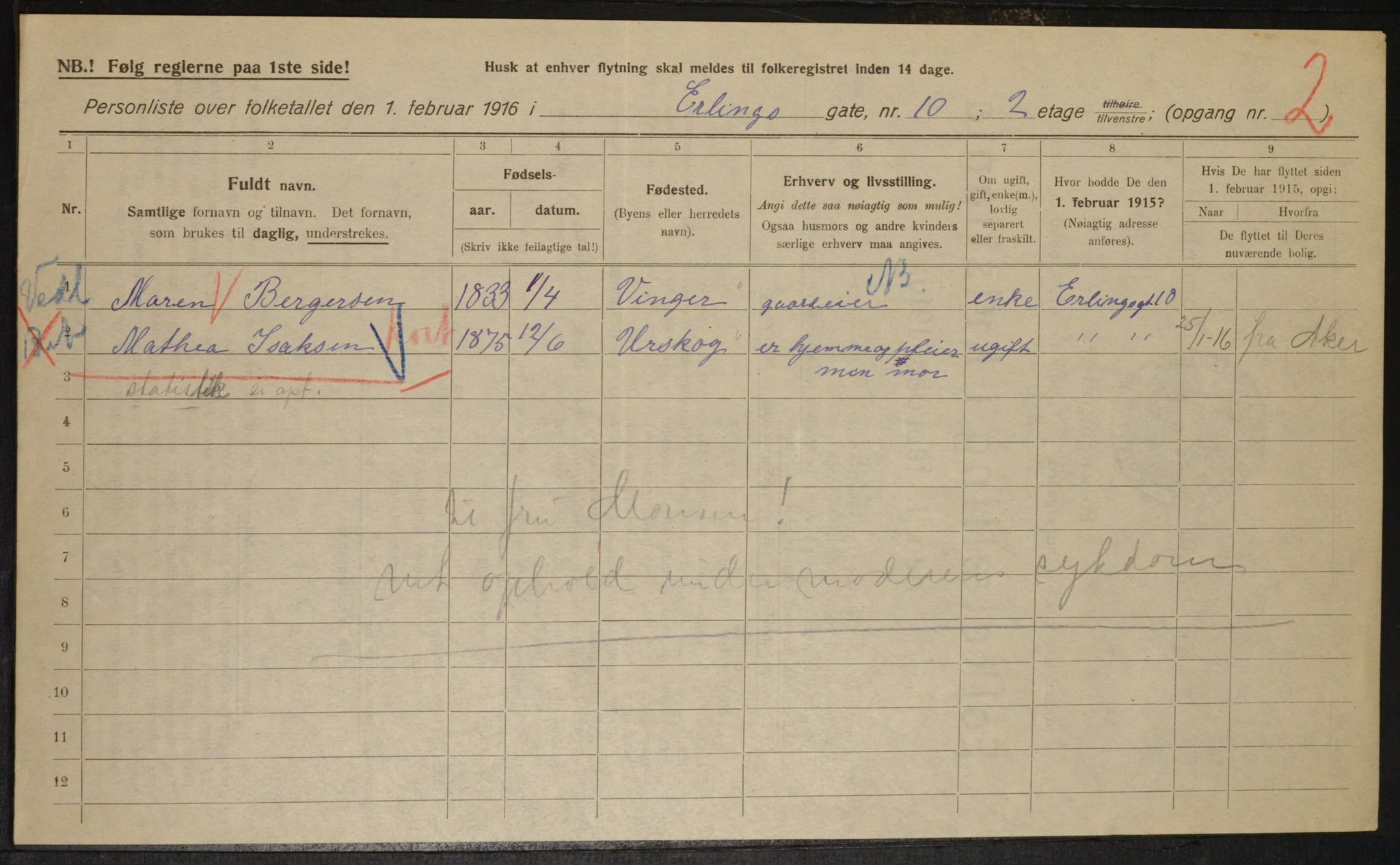 OBA, Kommunal folketelling 1.2.1916 for Kristiania, 1916, s. 22394