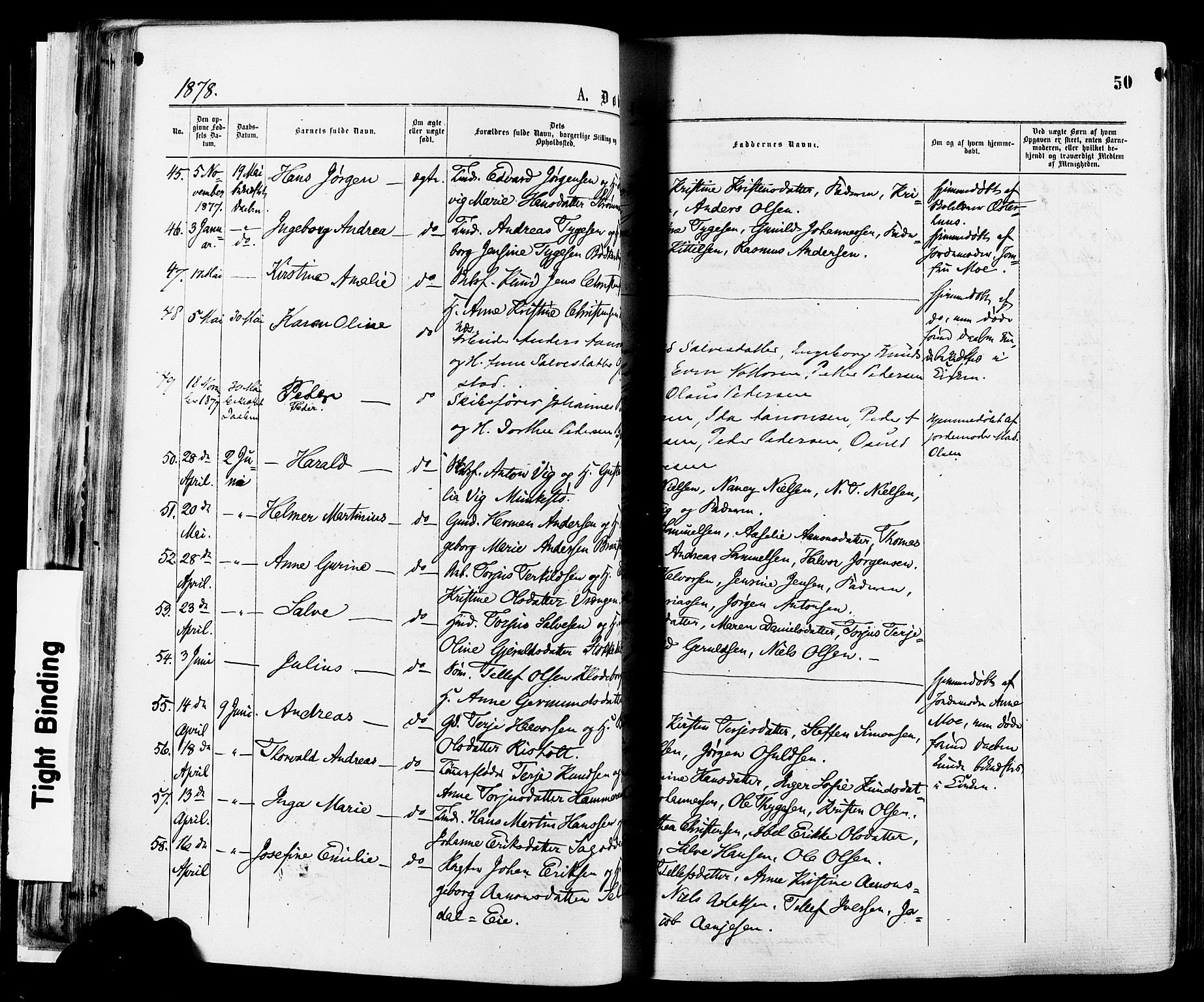 Øyestad sokneprestkontor, AV/SAK-1111-0049/F/Fa/L0016: Ministerialbok nr. A 16, 1874-1886, s. 50