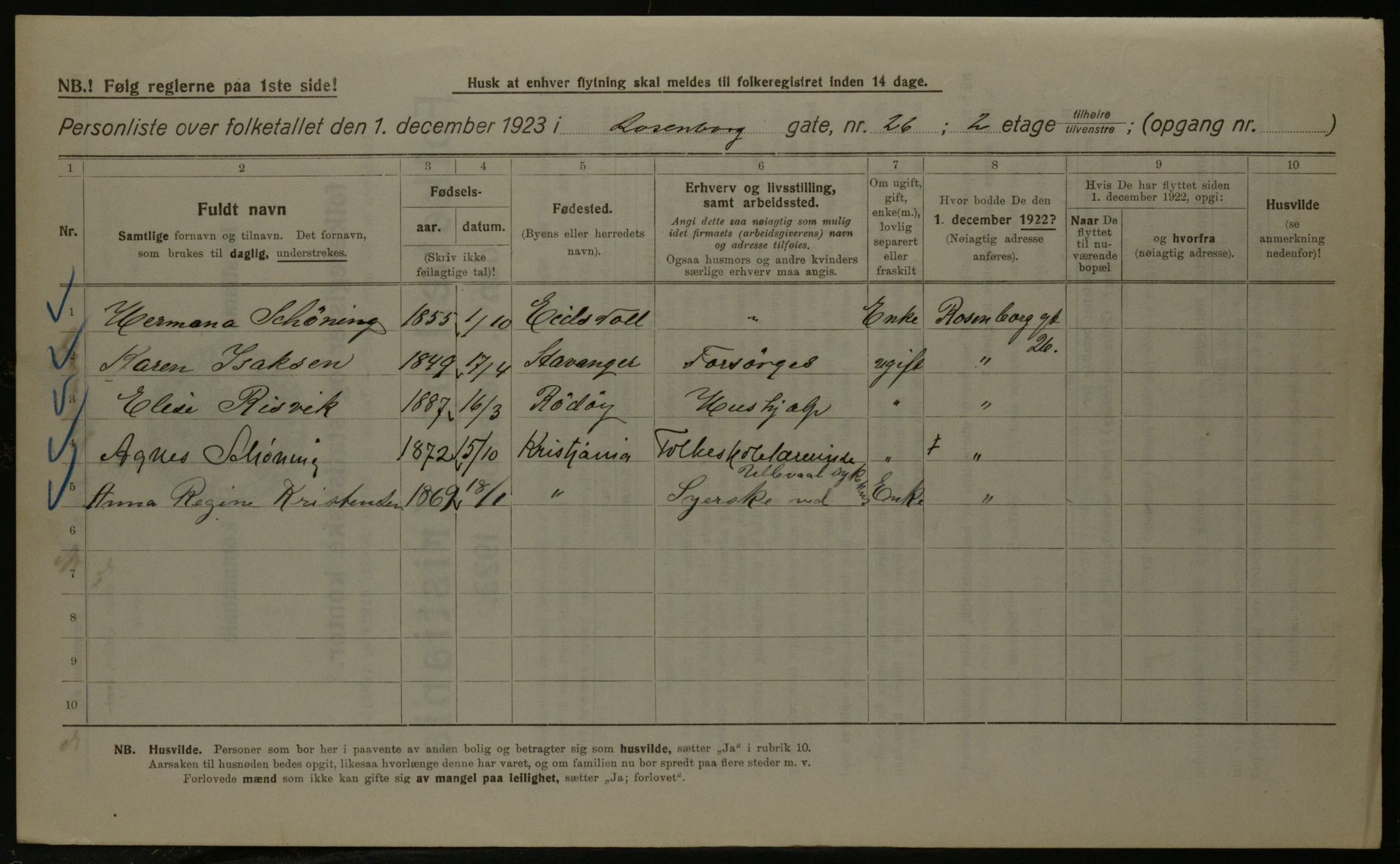 OBA, Kommunal folketelling 1.12.1923 for Kristiania, 1923, s. 92375