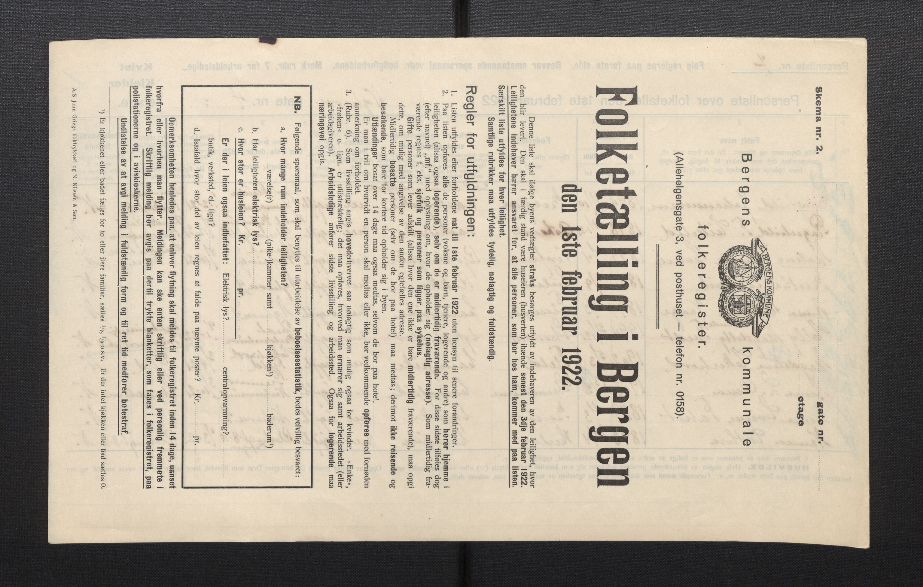 SAB, Kommunal folketelling 1922 for Bergen kjøpstad, 1922, s. 29258