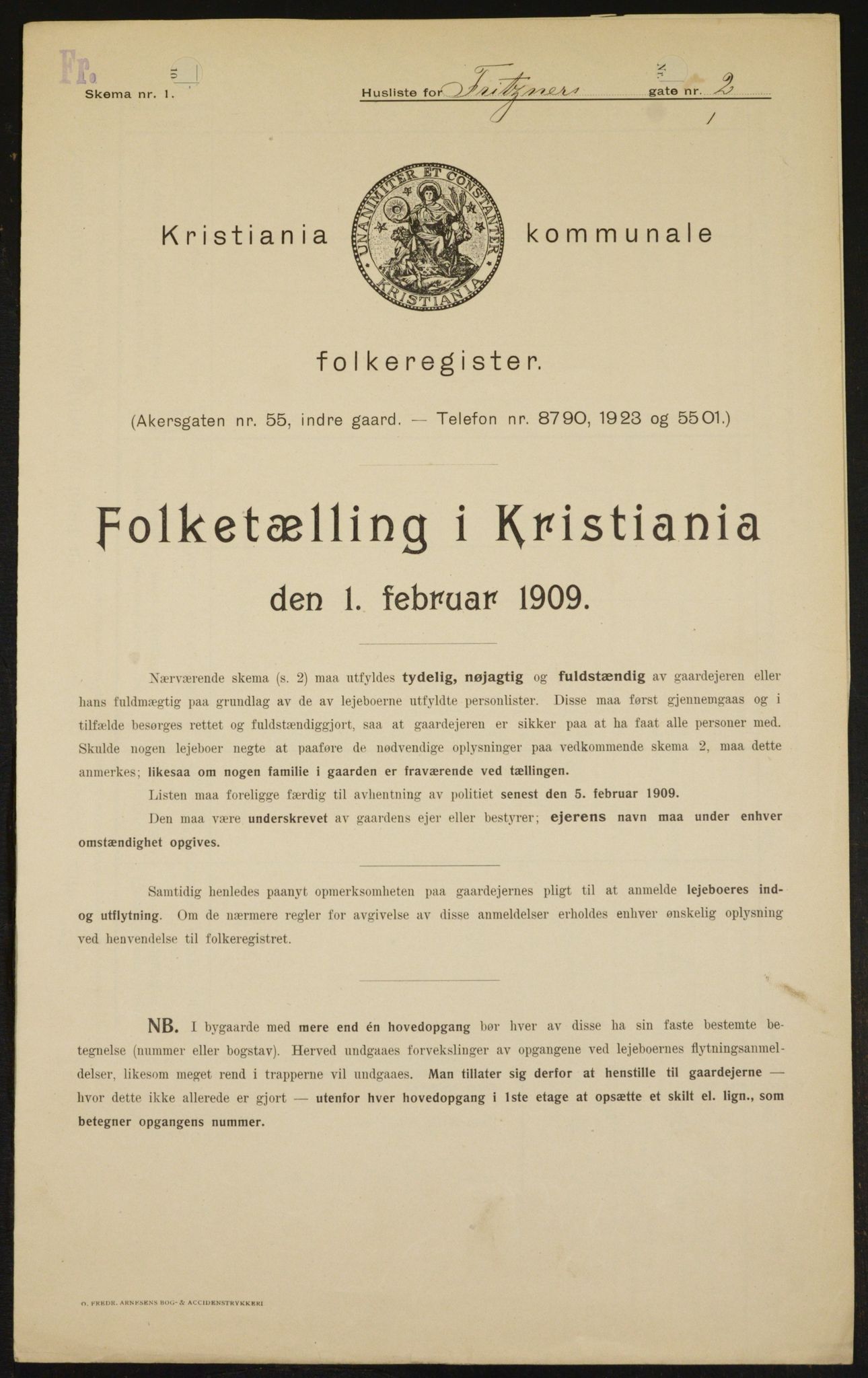 OBA, Kommunal folketelling 1.2.1909 for Kristiania kjøpstad, 1909, s. 24589