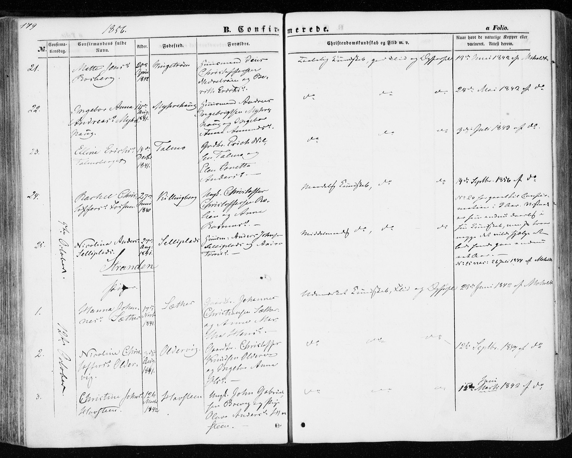 Ministerialprotokoller, klokkerbøker og fødselsregistre - Nord-Trøndelag, AV/SAT-A-1458/701/L0008: Ministerialbok nr. 701A08 /1, 1854-1863, s. 179