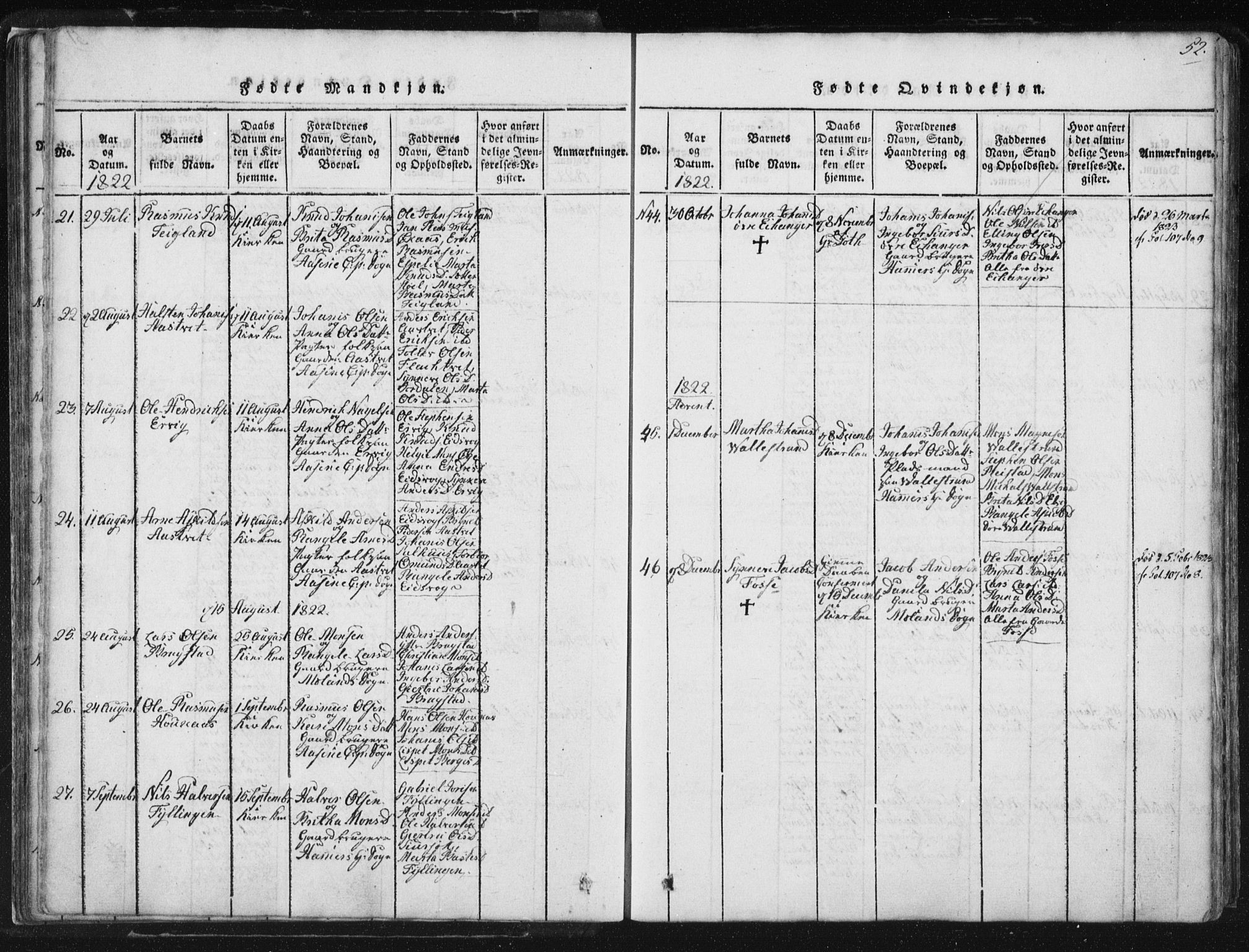 Hamre sokneprestembete, AV/SAB-A-75501/H/Ha/Haa/Haaa/L0010: Ministerialbok nr. A 10, 1816-1826, s. 52