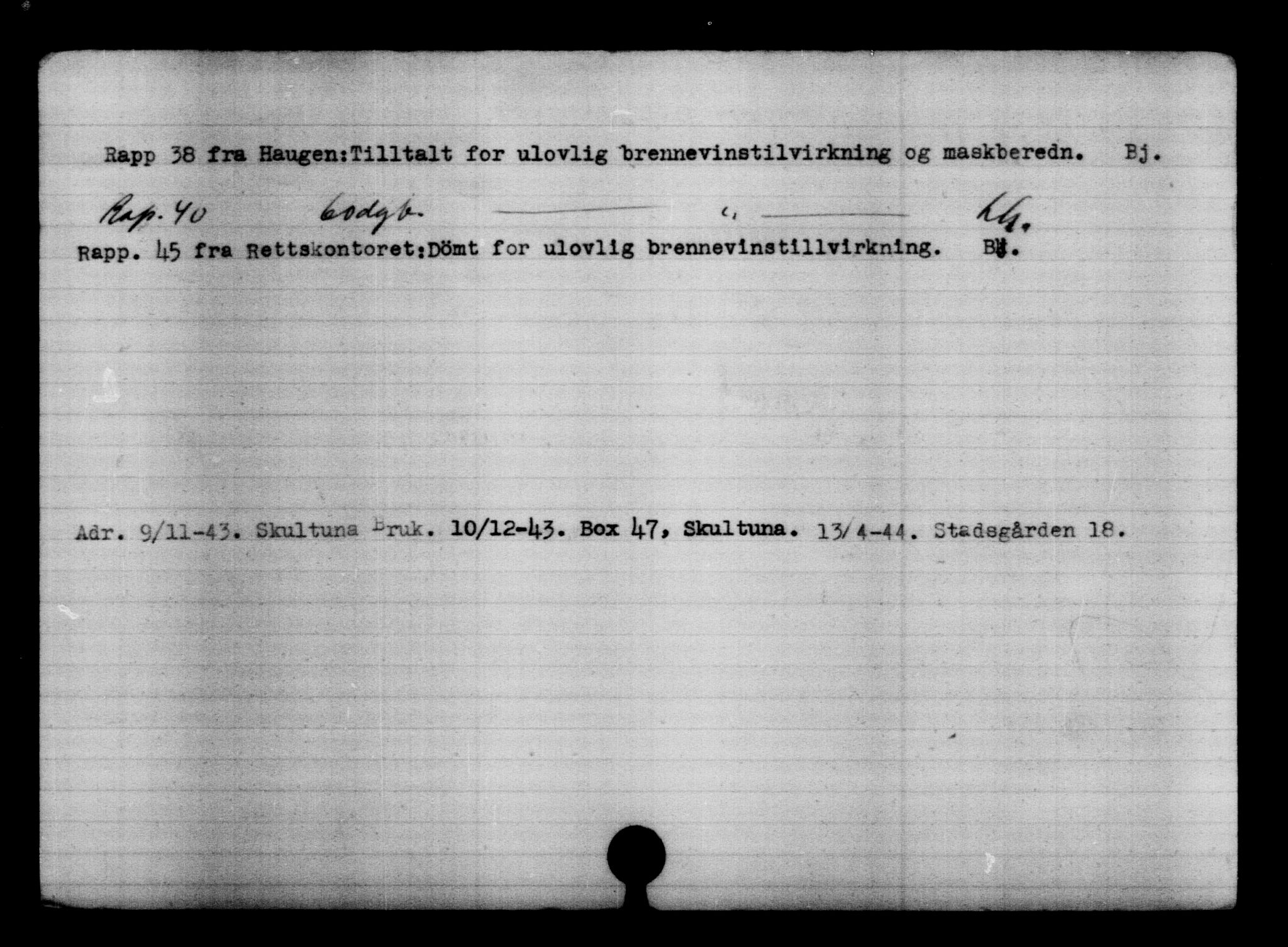 Utenriksstasjonene, Legasjonen i Stockholm, Flyktningkontoret, AV/RA-S-6753/V/Va/L0005: Kjesäterkartoteket, flyktninger med registreringsnr. 6600-9417, 1940-1945, s. 1360