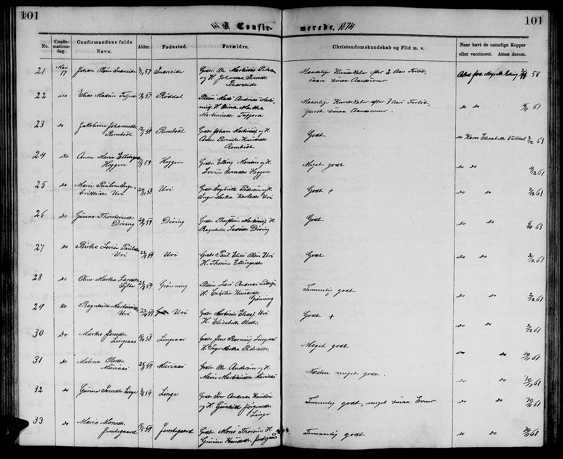 Ministerialprotokoller, klokkerbøker og fødselsregistre - Møre og Romsdal, AV/SAT-A-1454/519/L0262: Klokkerbok nr. 519C03, 1866-1884, s. 101