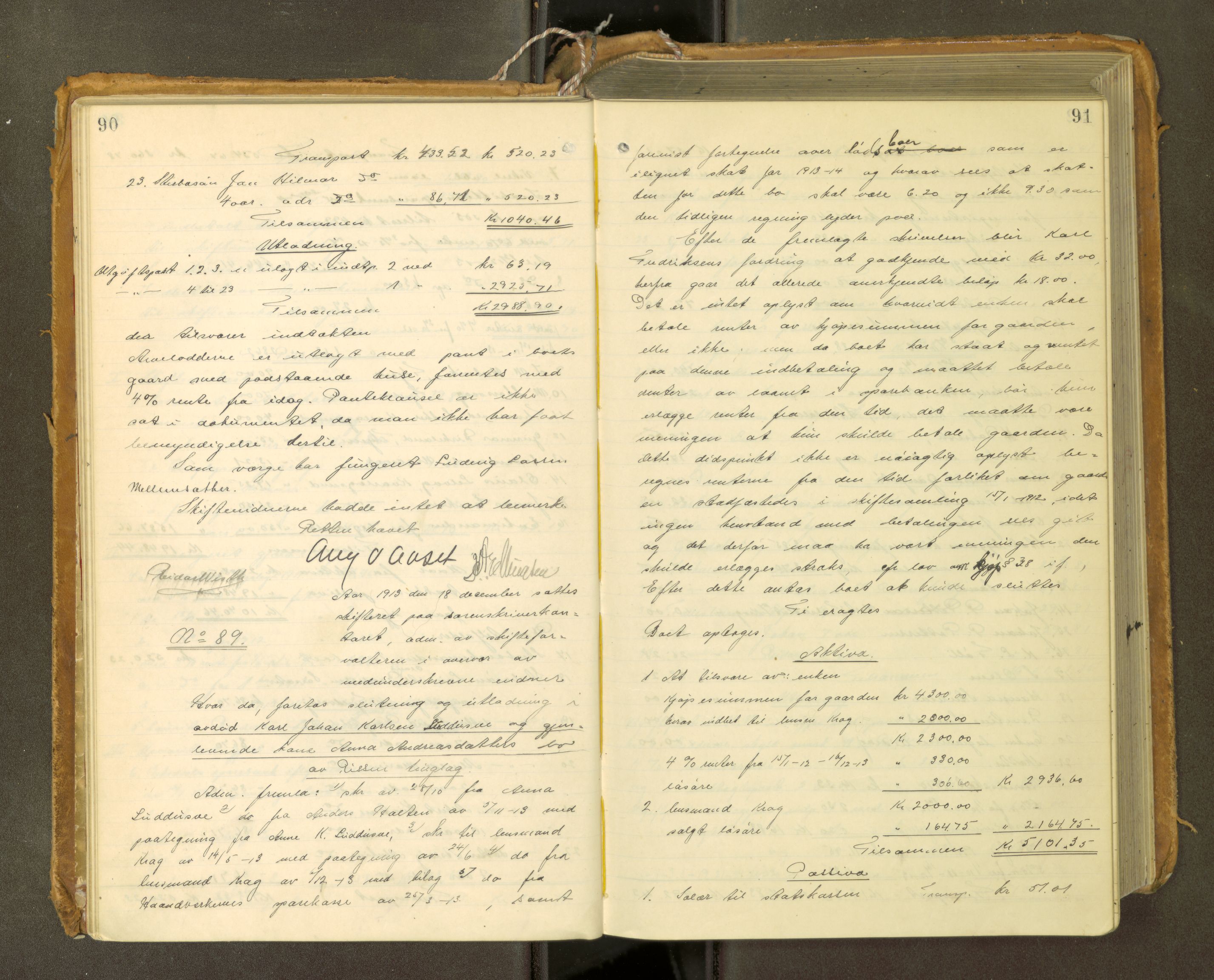 Fosen sorenskriveri, AV/SAT-A-1107/1/3/3A/L0031: Skifteutlodningsprotokoll nr. 10, 1913-1919, s. 90-91