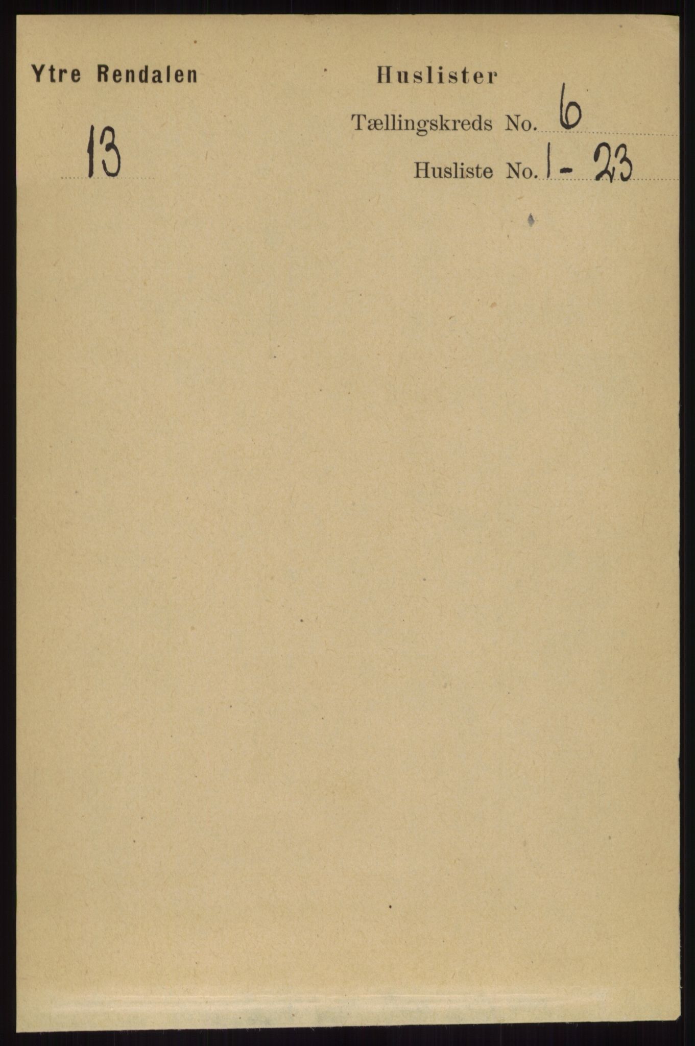 RA, Folketelling 1891 for 0432 Ytre Rendal herred, 1891, s. 1627