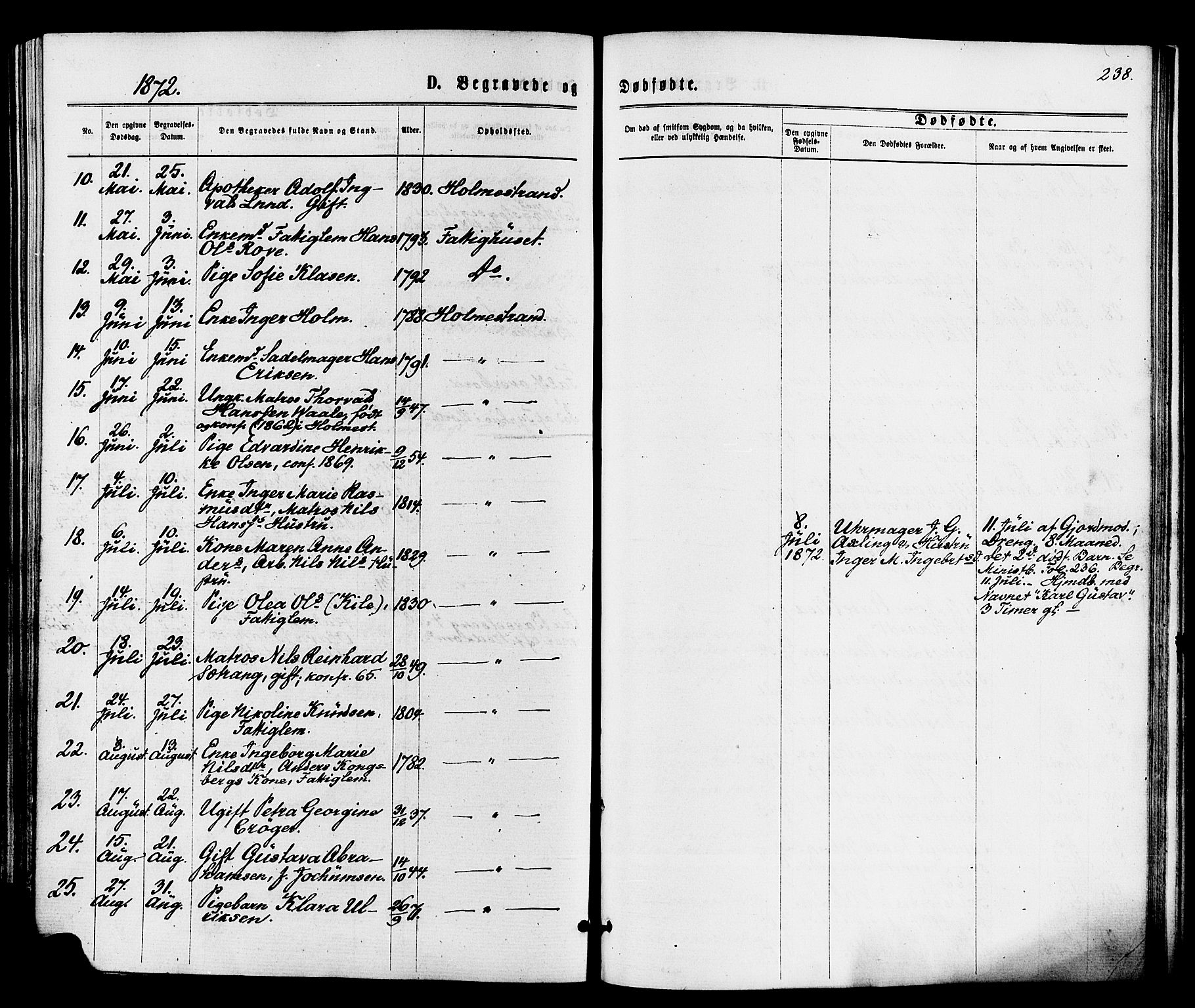 Holmestrand kirkebøker, AV/SAKO-A-346/F/Fa/L0003: Ministerialbok nr. 3, 1867-1879, s. 238