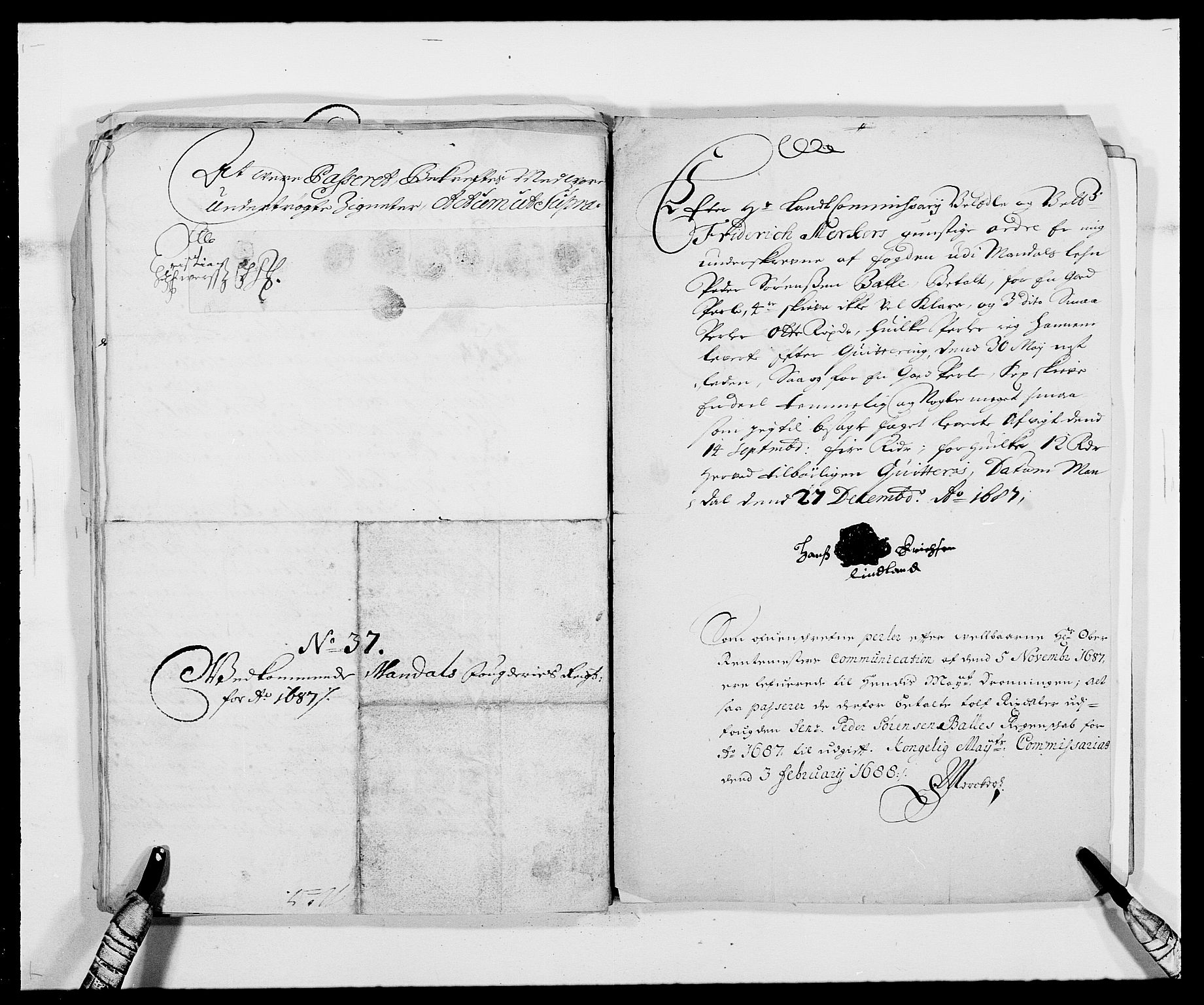 Rentekammeret inntil 1814, Reviderte regnskaper, Fogderegnskap, RA/EA-4092/R42/L2542: Mandal fogderi, 1685-1687, s. 284