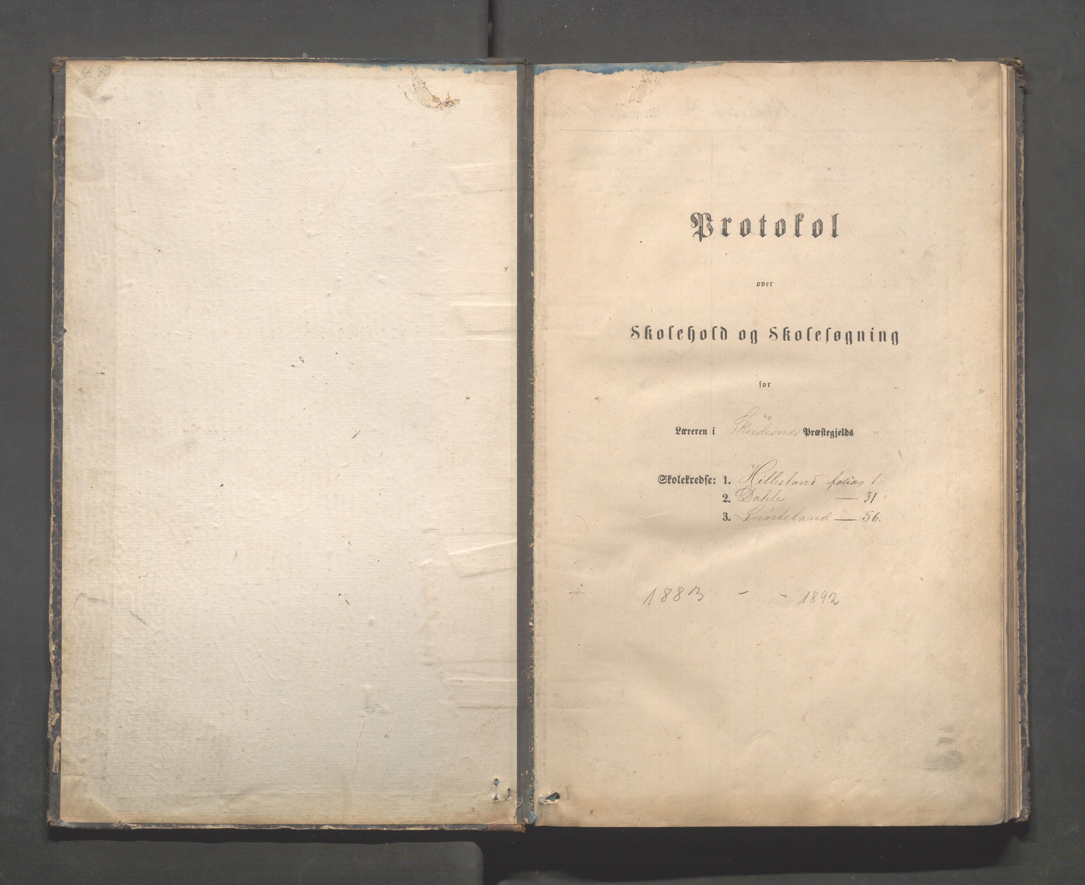 Skudenes kommune - Dale - Hillesland - Snørteland skolekretser, IKAR/A-306/H/L0003: Dale - Hillesland - Snørteland, 1883-1892