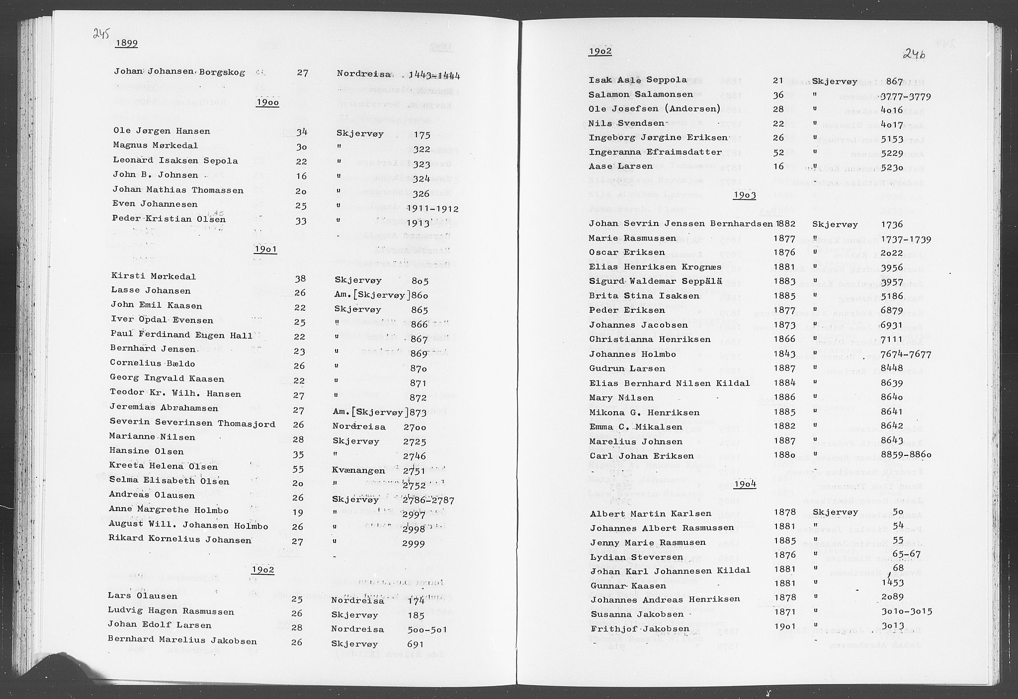 Trondheim politikammer, AV/SAT-A-1887/1/32/L0019/0025: Registre til emigrantprotokollene / Topografisk register: Troms og Finnmark, 1867-1925