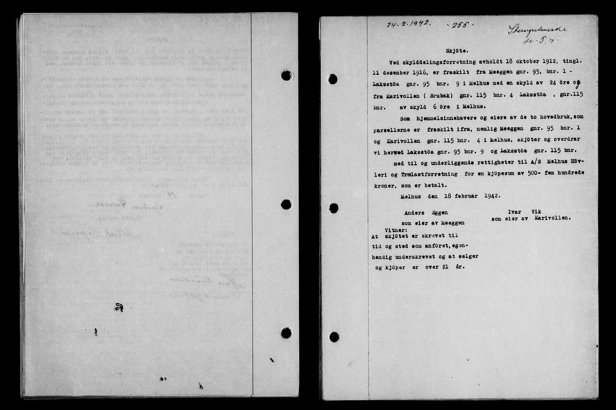 Gauldal sorenskriveri, SAT/A-0014/1/2/2C/L0054: Pantebok nr. 59, 1941-1942, Dagboknr: 276/1942