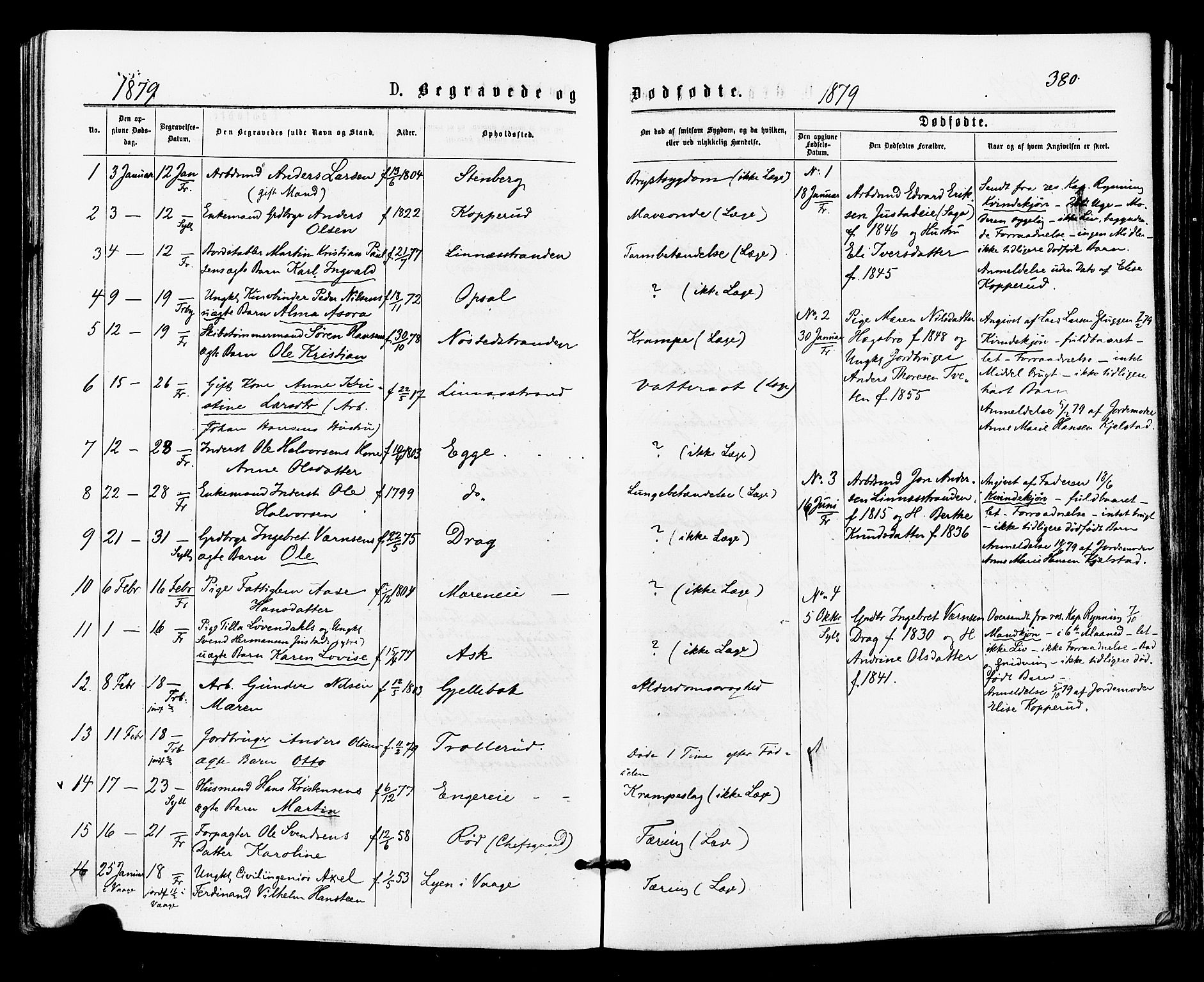Lier kirkebøker, AV/SAKO-A-230/F/Fa/L0014: Ministerialbok nr. I 14, 1875-1882, s. 380