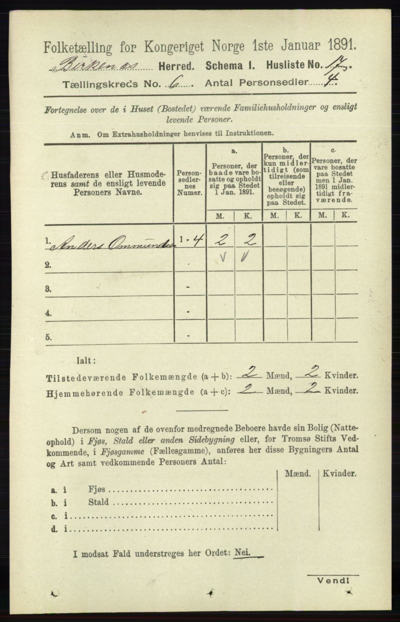 RA, Folketelling 1891 for 0928 Birkenes herred, 1891, s. 1782