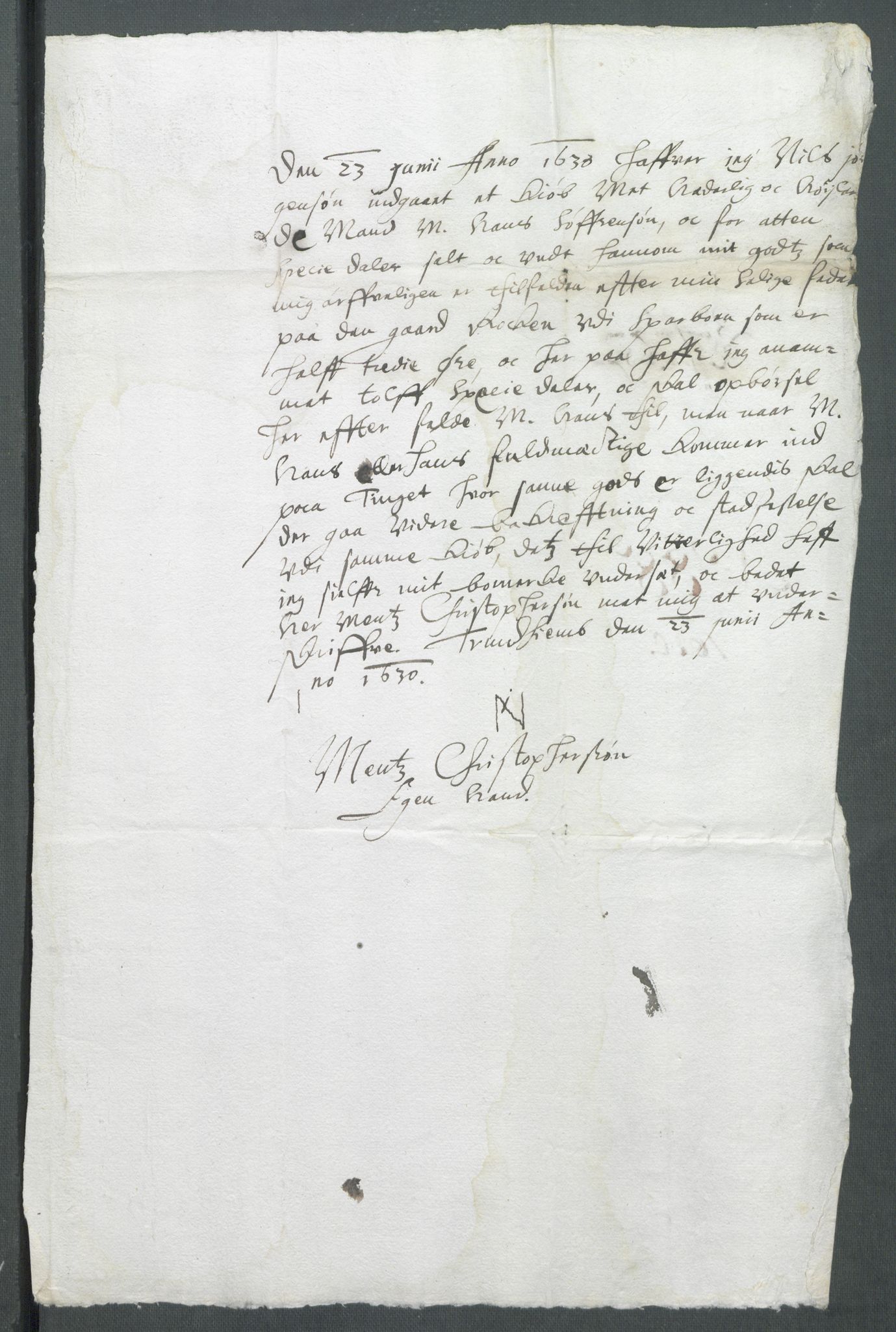 Riksarkivets diplomsamling, AV/RA-EA-5965/F02/L0139: Dokumenter, 1630, s. 40