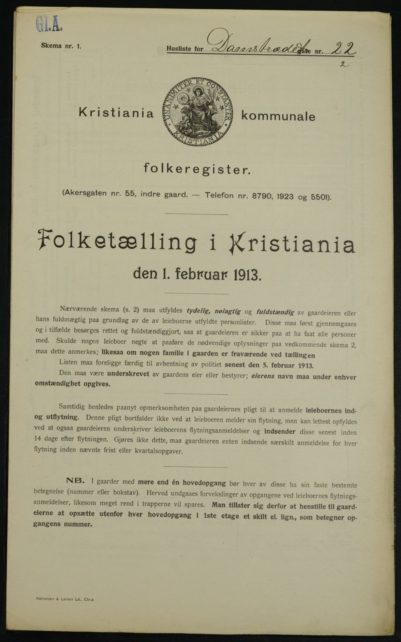 OBA, Kommunal folketelling 1.2.1913 for Kristiania, 1913, s. 14597