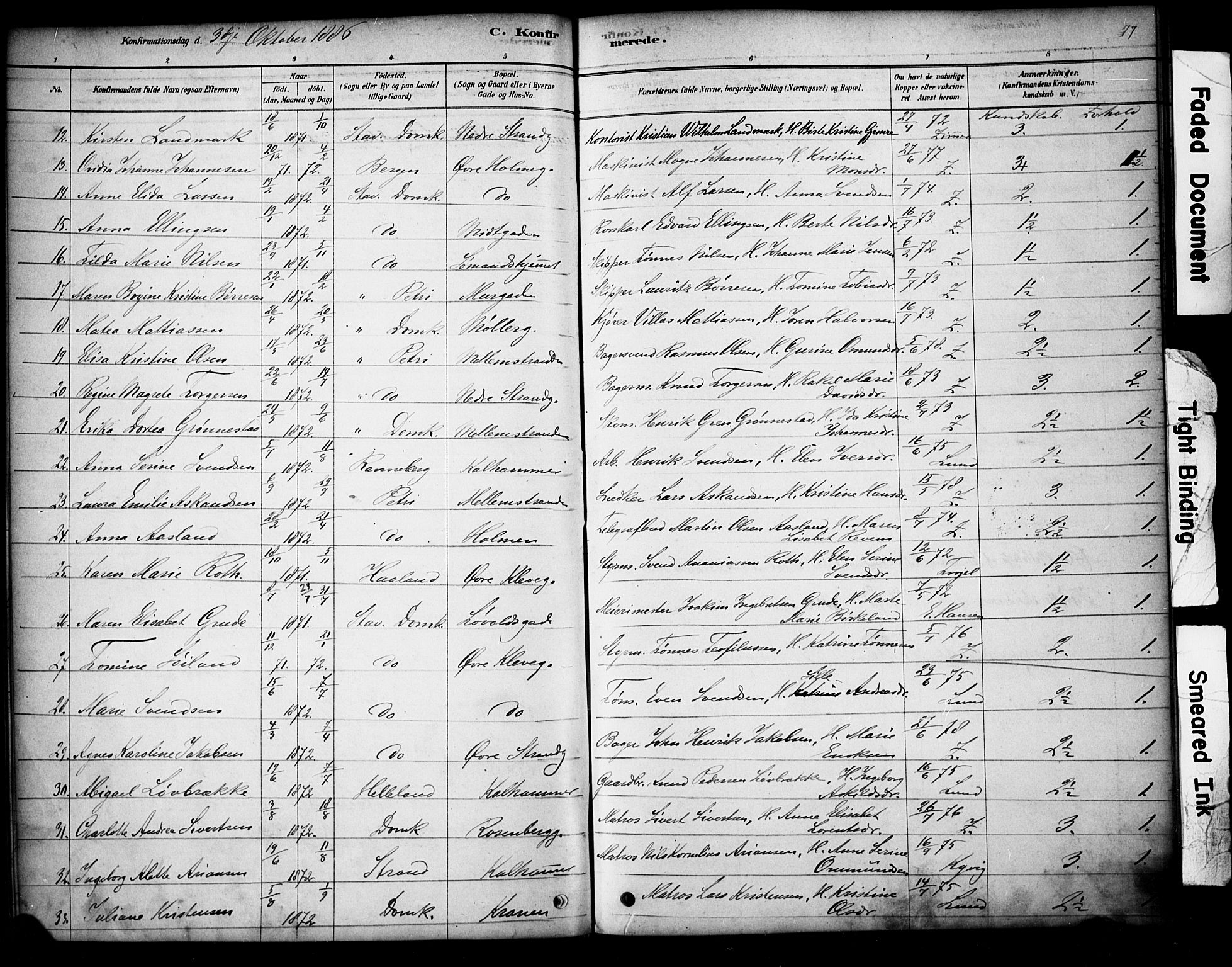 Domkirken sokneprestkontor, AV/SAST-A-101812/001/30/30BA/L0028: Ministerialbok nr. A 27, 1878-1896, s. 77