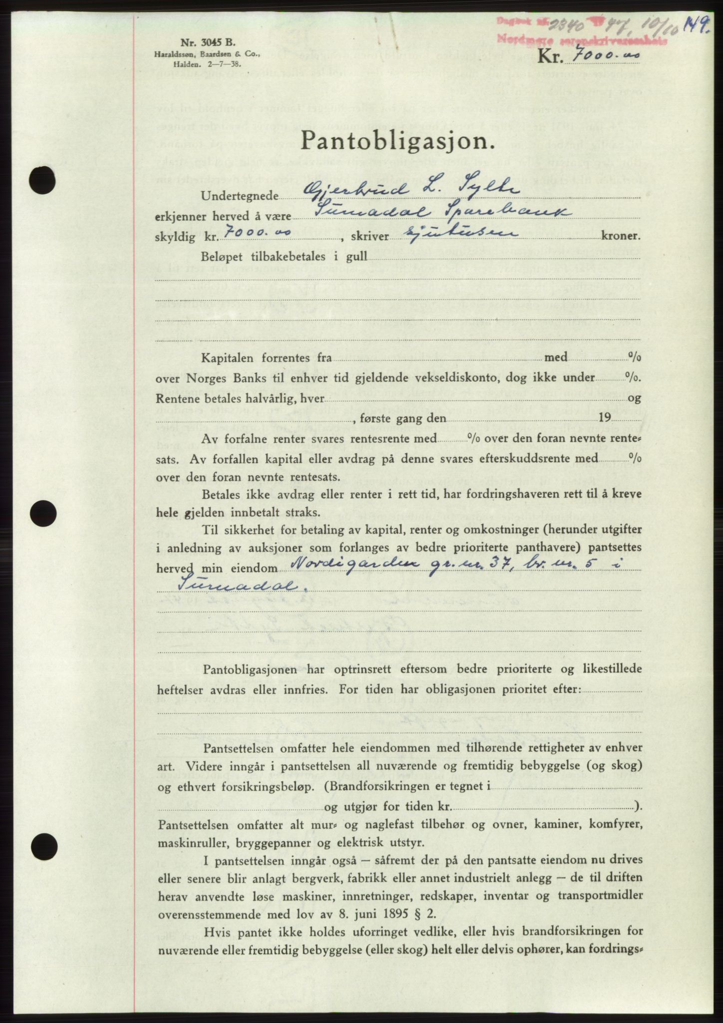 Nordmøre sorenskriveri, AV/SAT-A-4132/1/2/2Ca: Pantebok nr. B97, 1947-1948, Dagboknr: 2340/1947