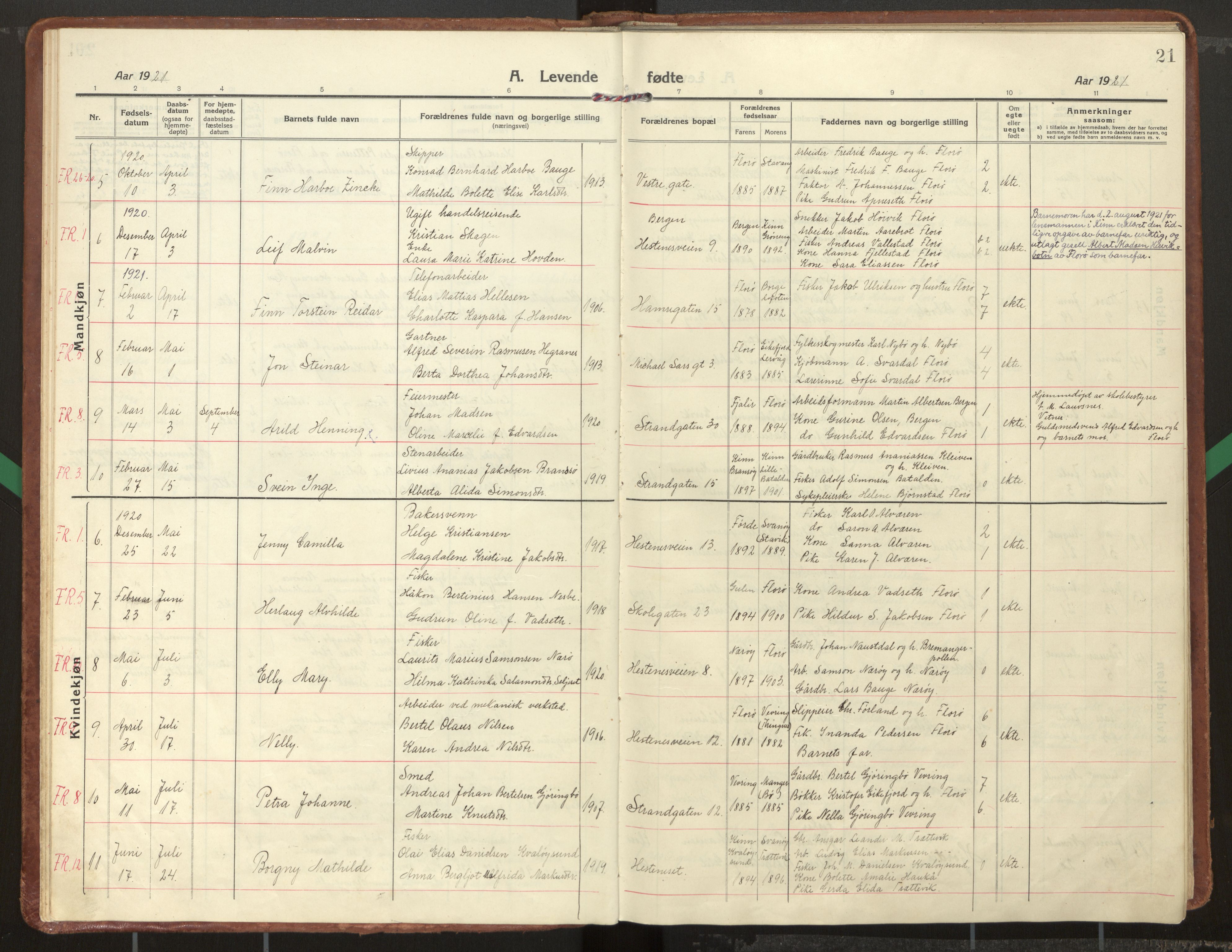 Kinn sokneprestembete, SAB/A-80801/H/Haa/Haac/L0003: Ministerialbok nr. C 3, 1917-1934, s. 21