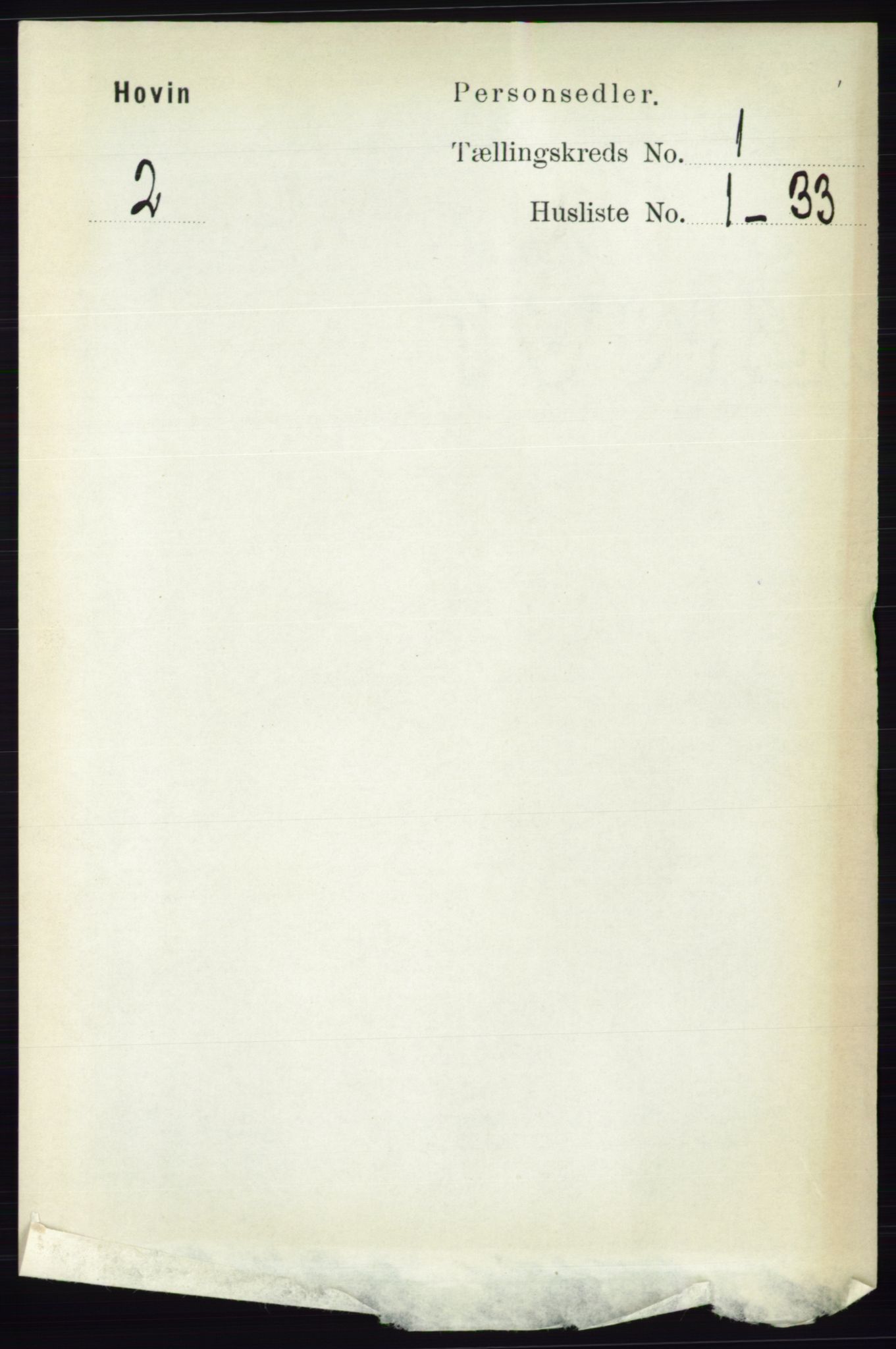 RA, Folketelling 1891 for 0825 Hovin herred, 1891, s. 87