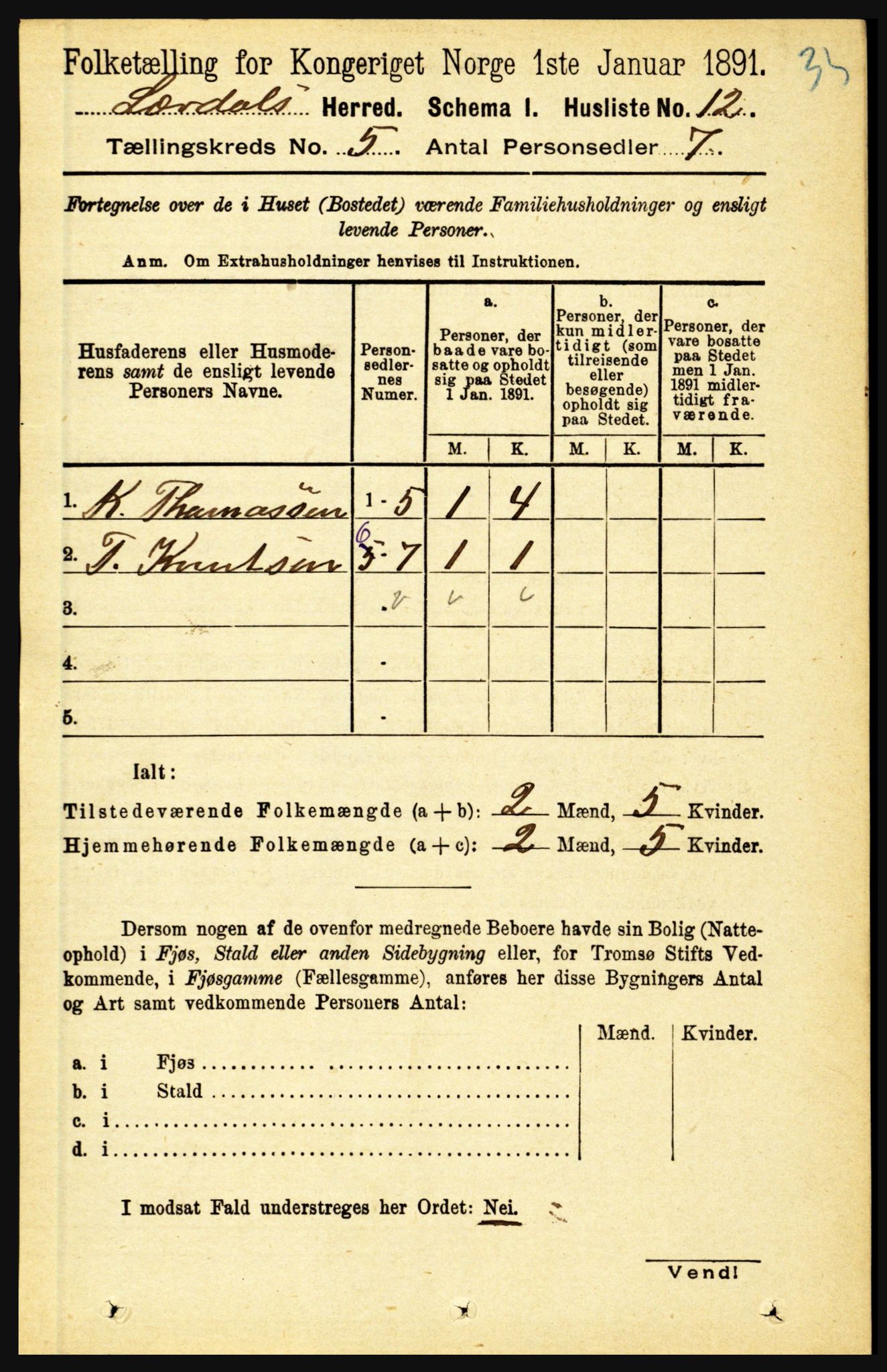 RA, Folketelling 1891 for 1422 Lærdal herred, 1891, s. 35