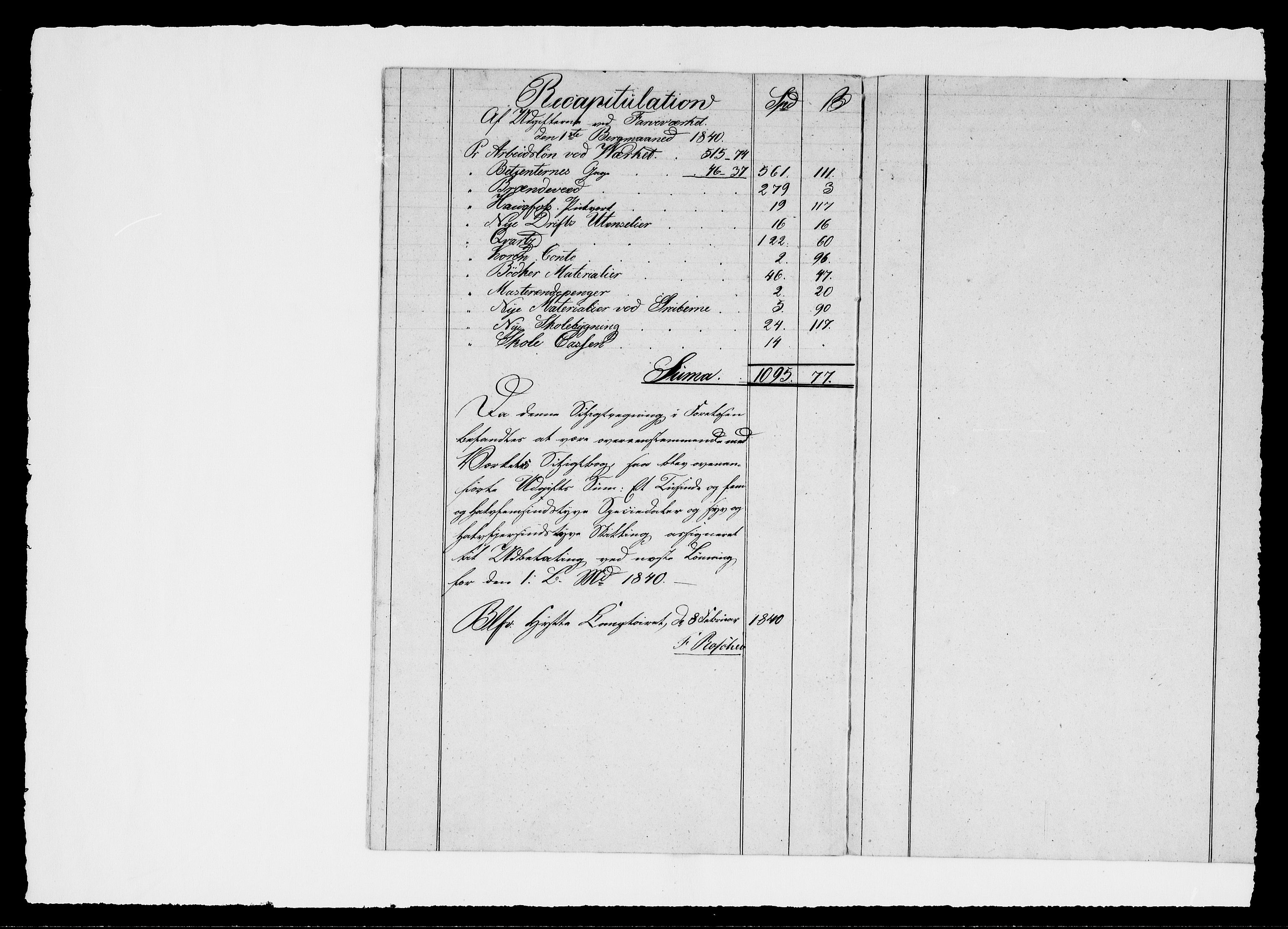 Modums Blaafarveværk, AV/RA-PA-0157/G/Gd/Gdd/L0254/0001: -- / Regning over farveverkets samtlige utgifter, 1840-1849, s. 7